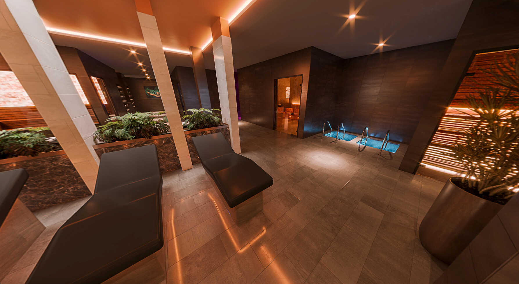 Artist's impression of the Spa Retreat, with heated loungers and plunge pools