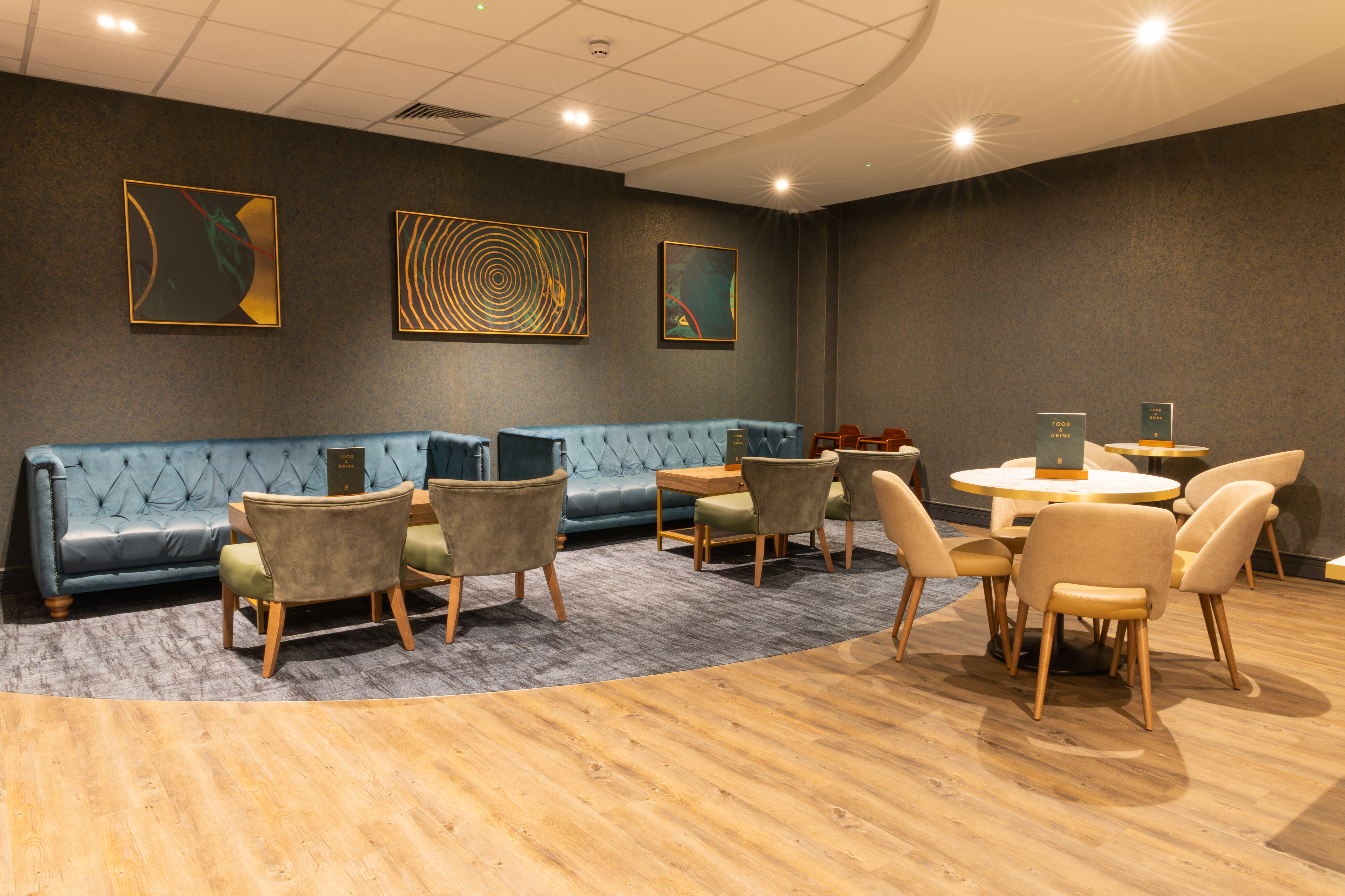 A comfortable seating area in the the Clubroom