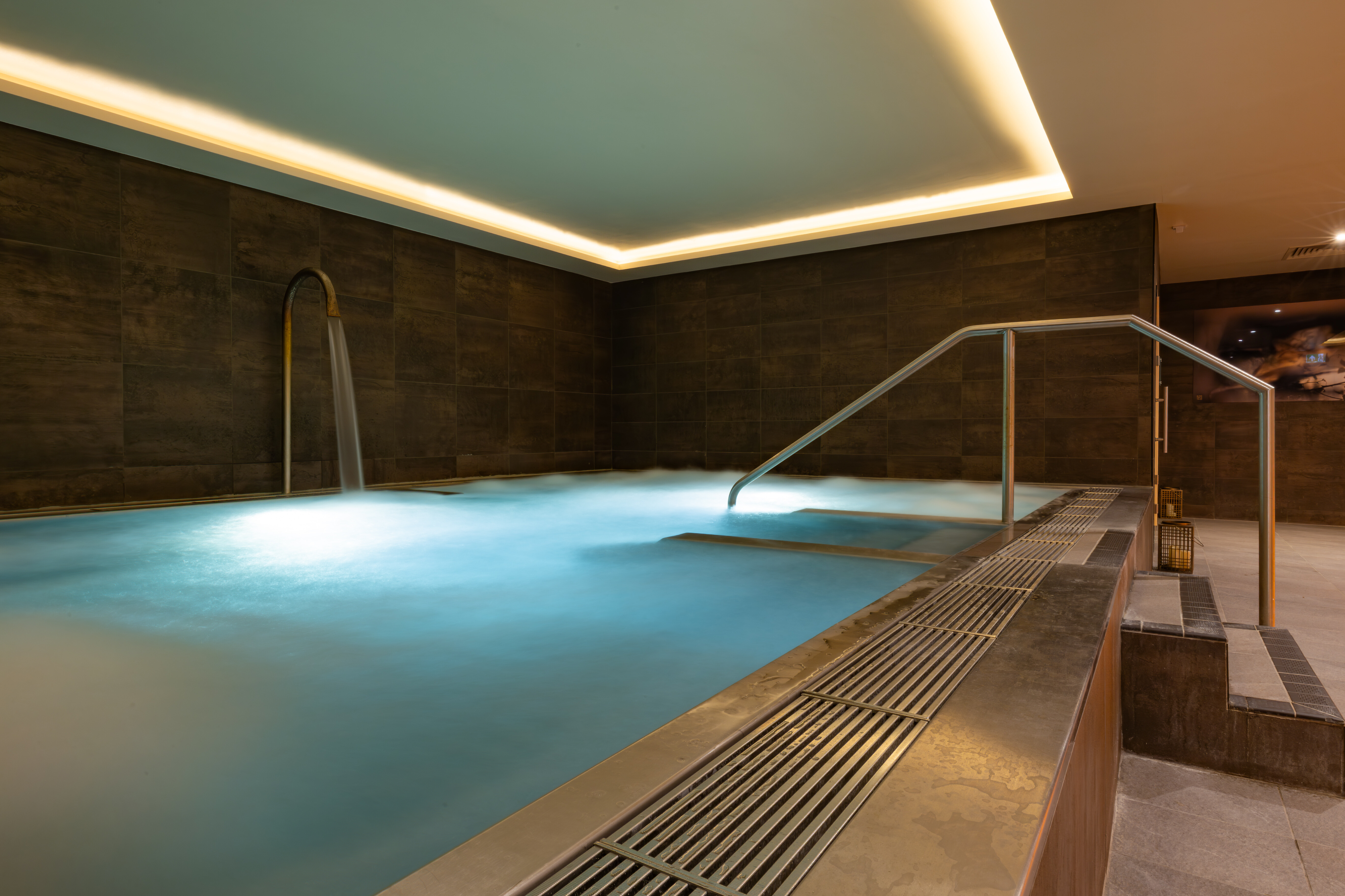 Steam rising from the inviting whirlpool