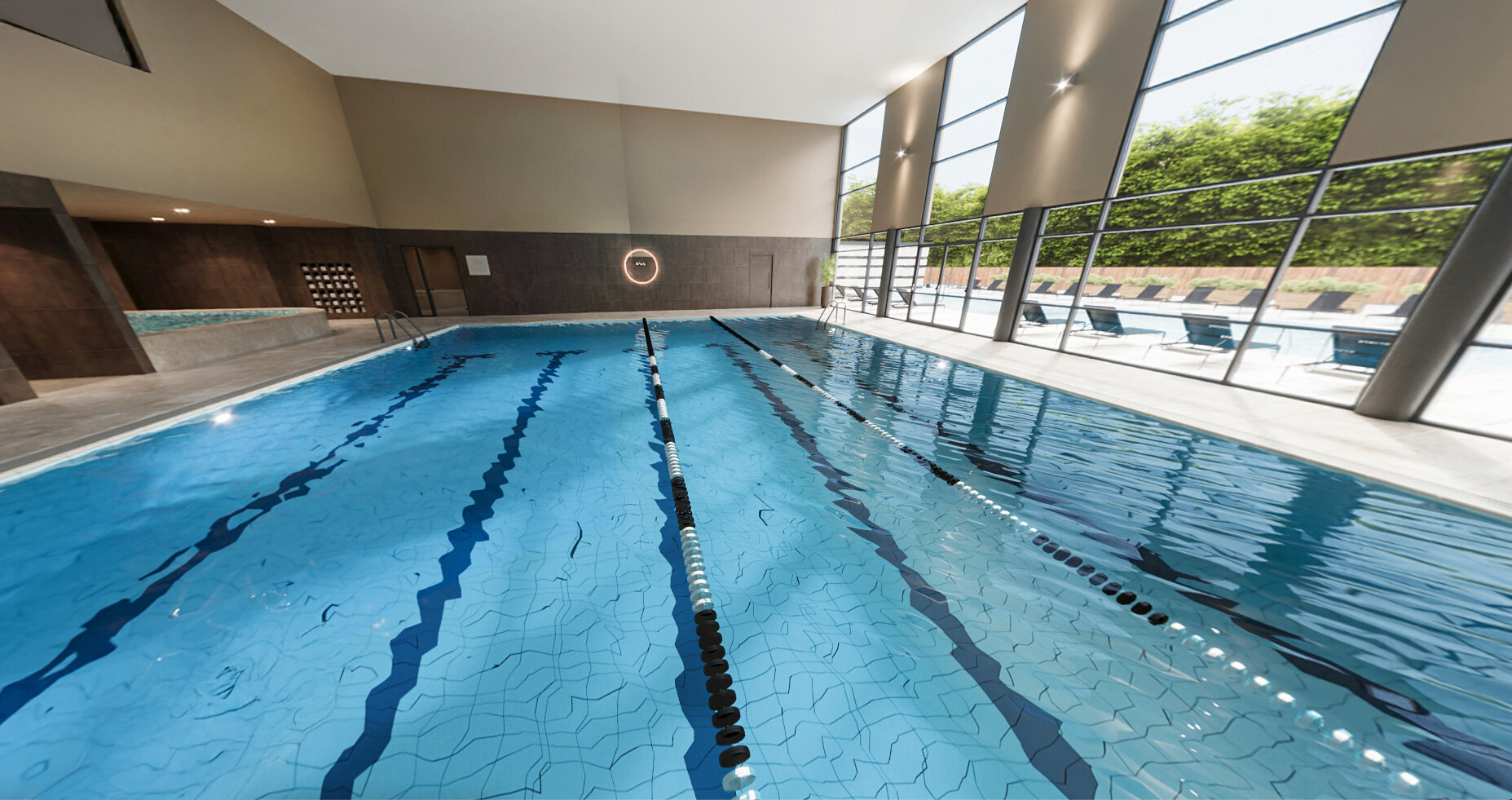 Artist's impression of the indoor pool next to a large window