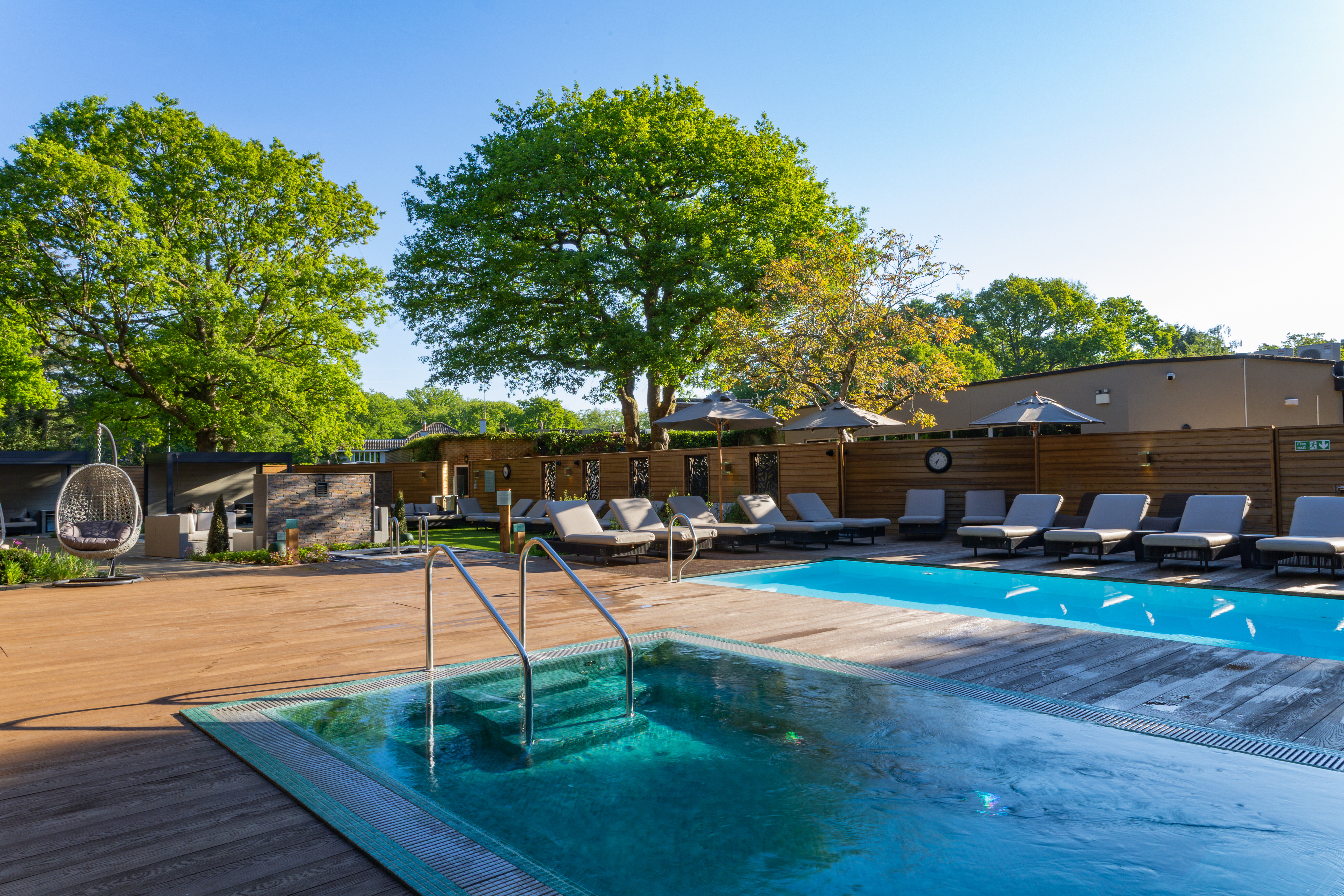 Sparkling outdoor pool and Spa Garden surrounding it