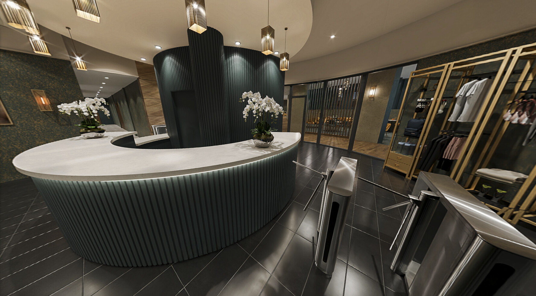 Artist's impression of the sleek reception area
