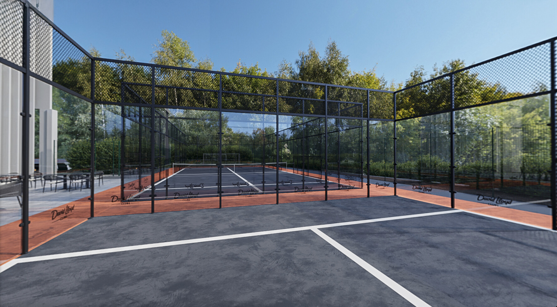 CGI of the outdoor Padel courts