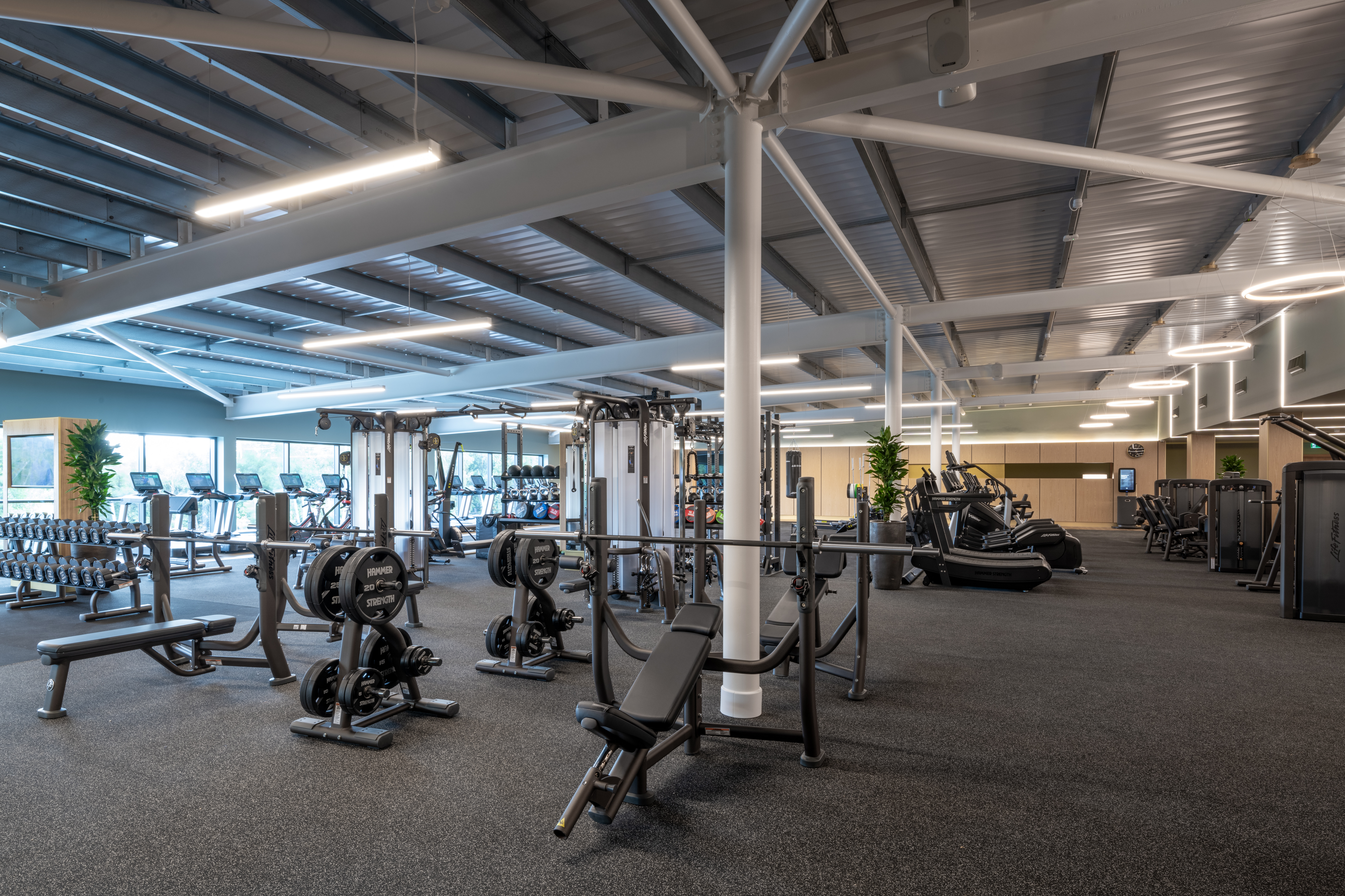 Various pieces of gym equipment