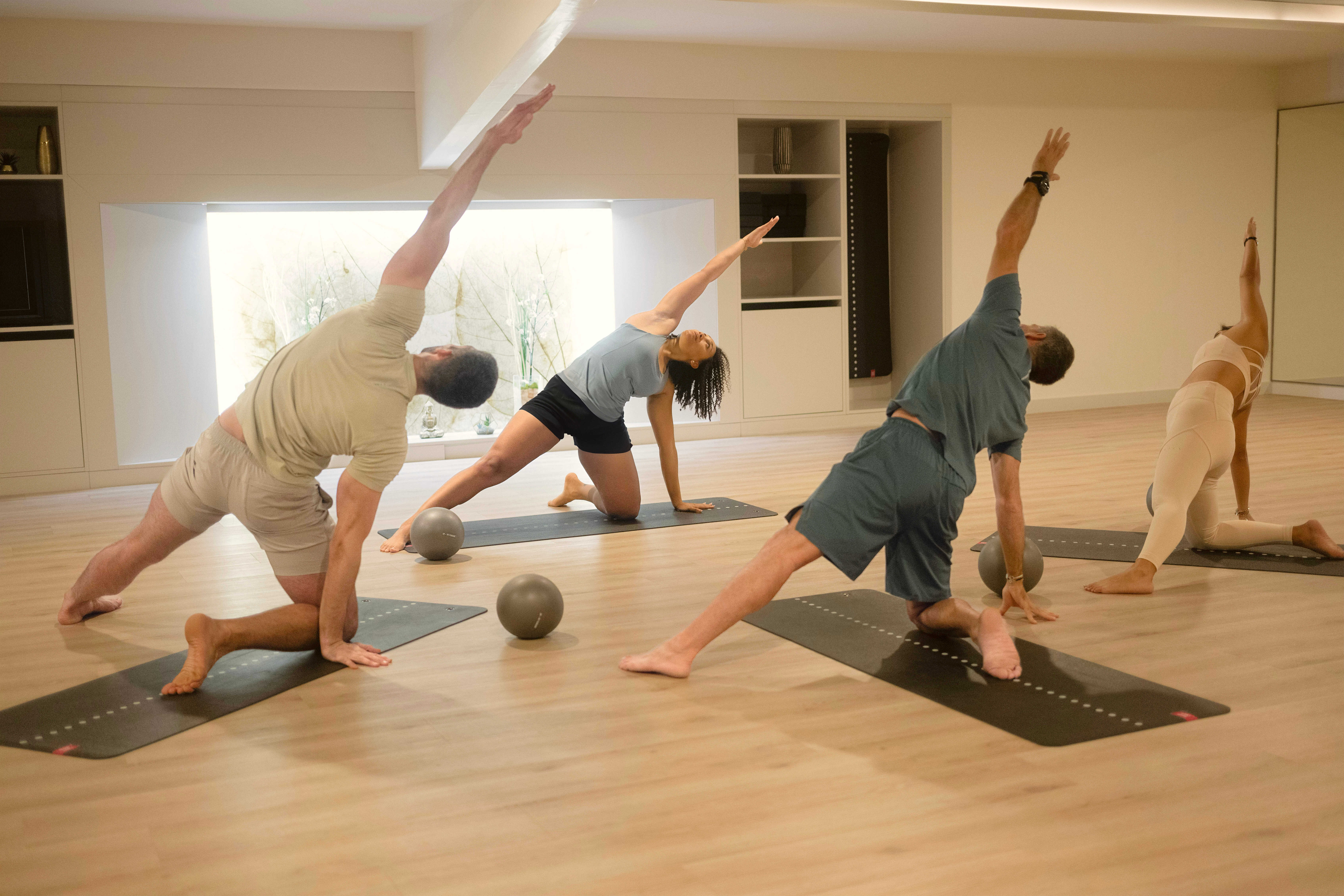 A group doing pilates