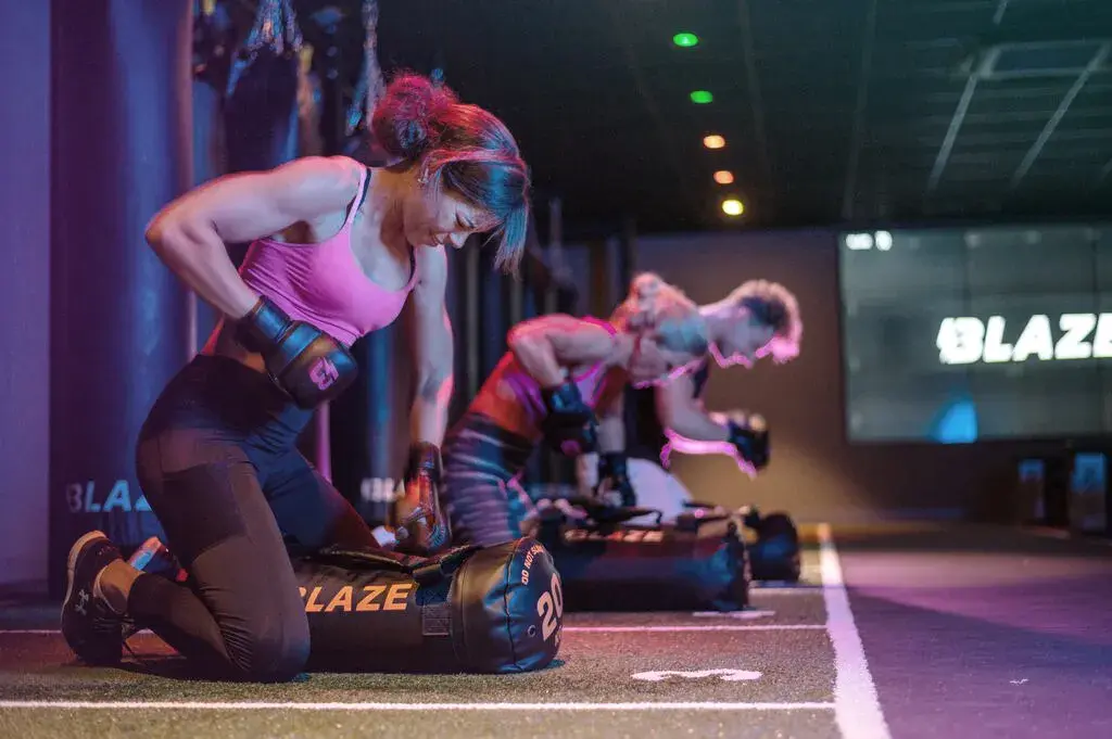 Boxing during a David Lloyd Clubs BLAZE class