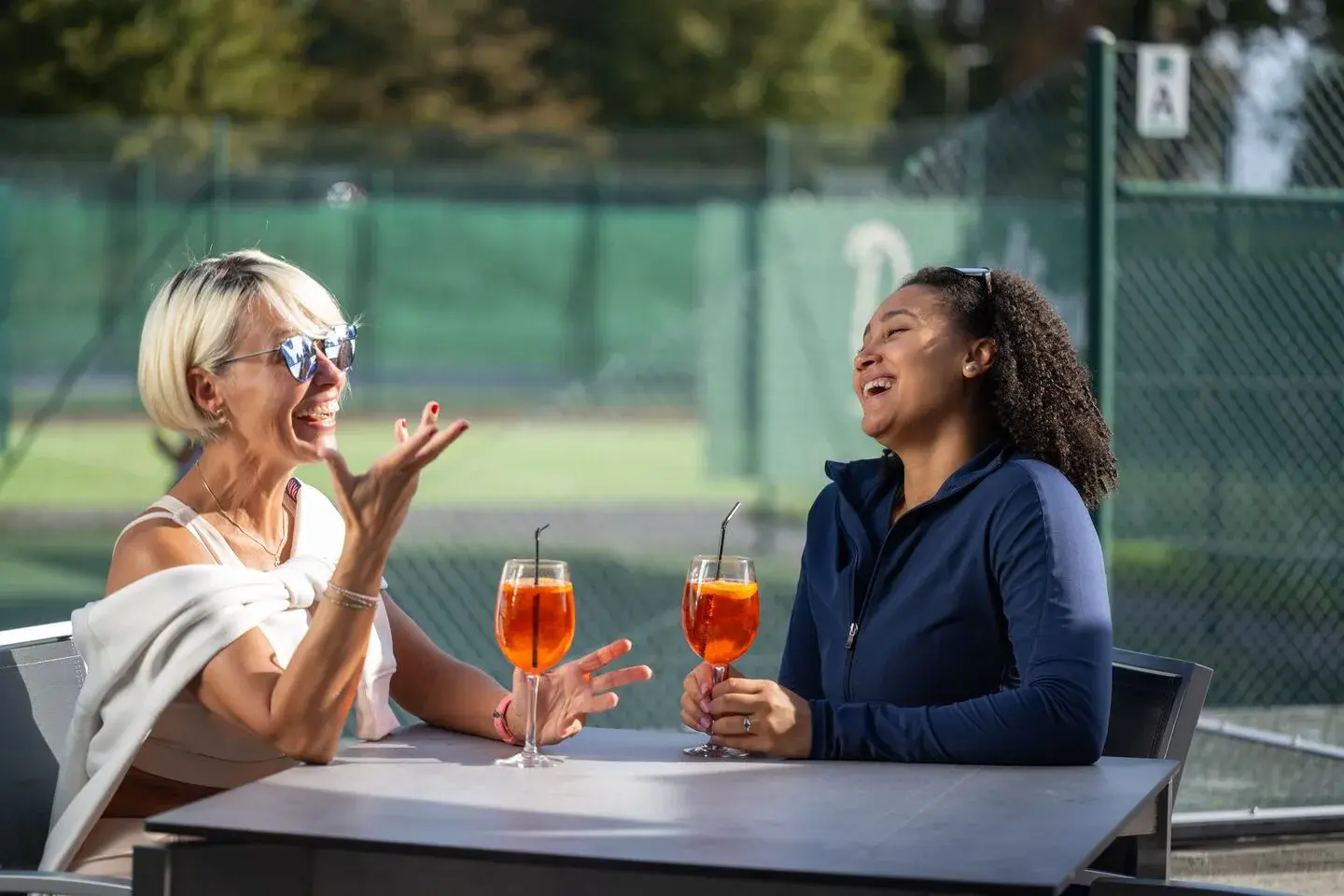 Drinks by the tennis court