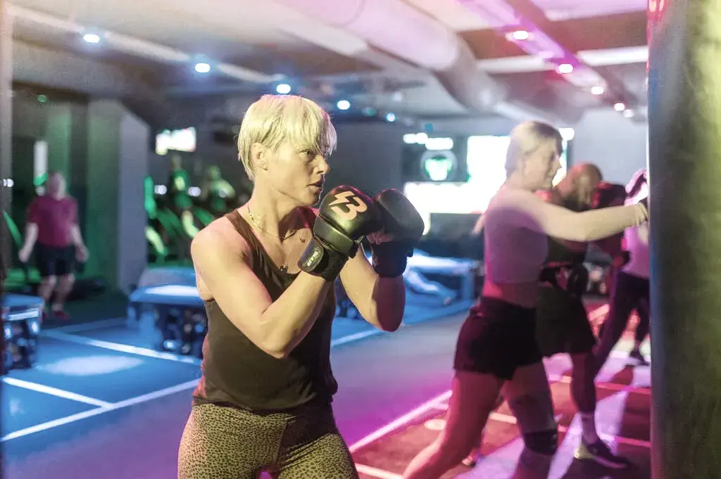 Boxing during a David Lloyd Clubs BLAZE class