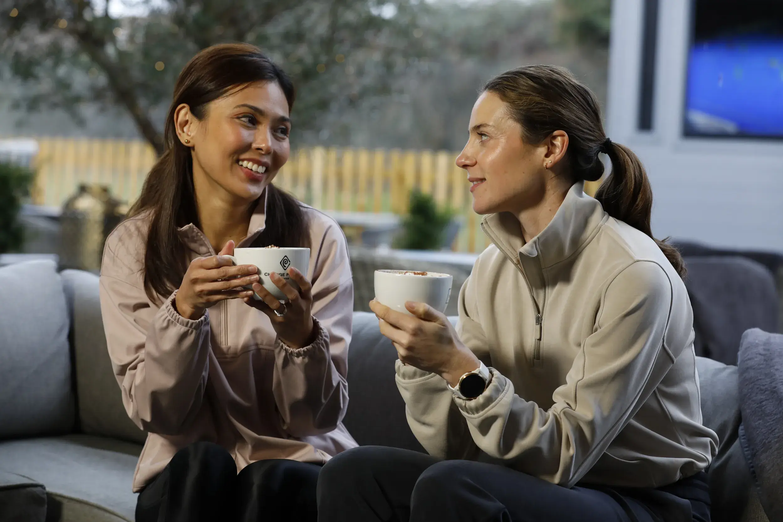 Women catching up over coffee