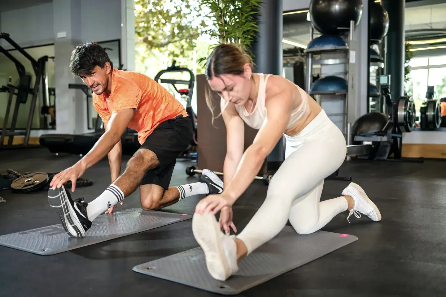Three people working out