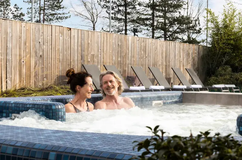 Couple enjoying outside Spa
