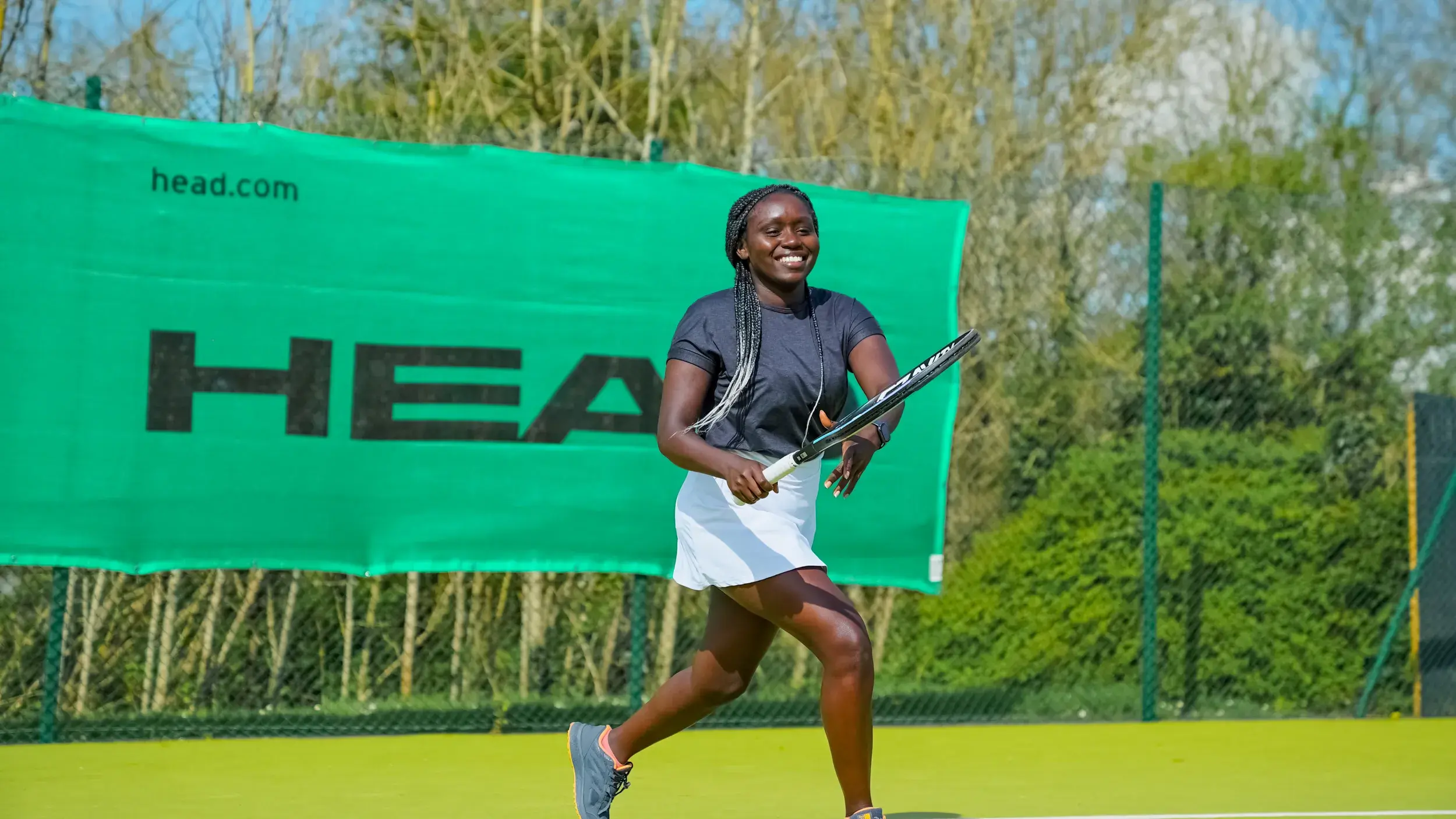 A woman playing tennis