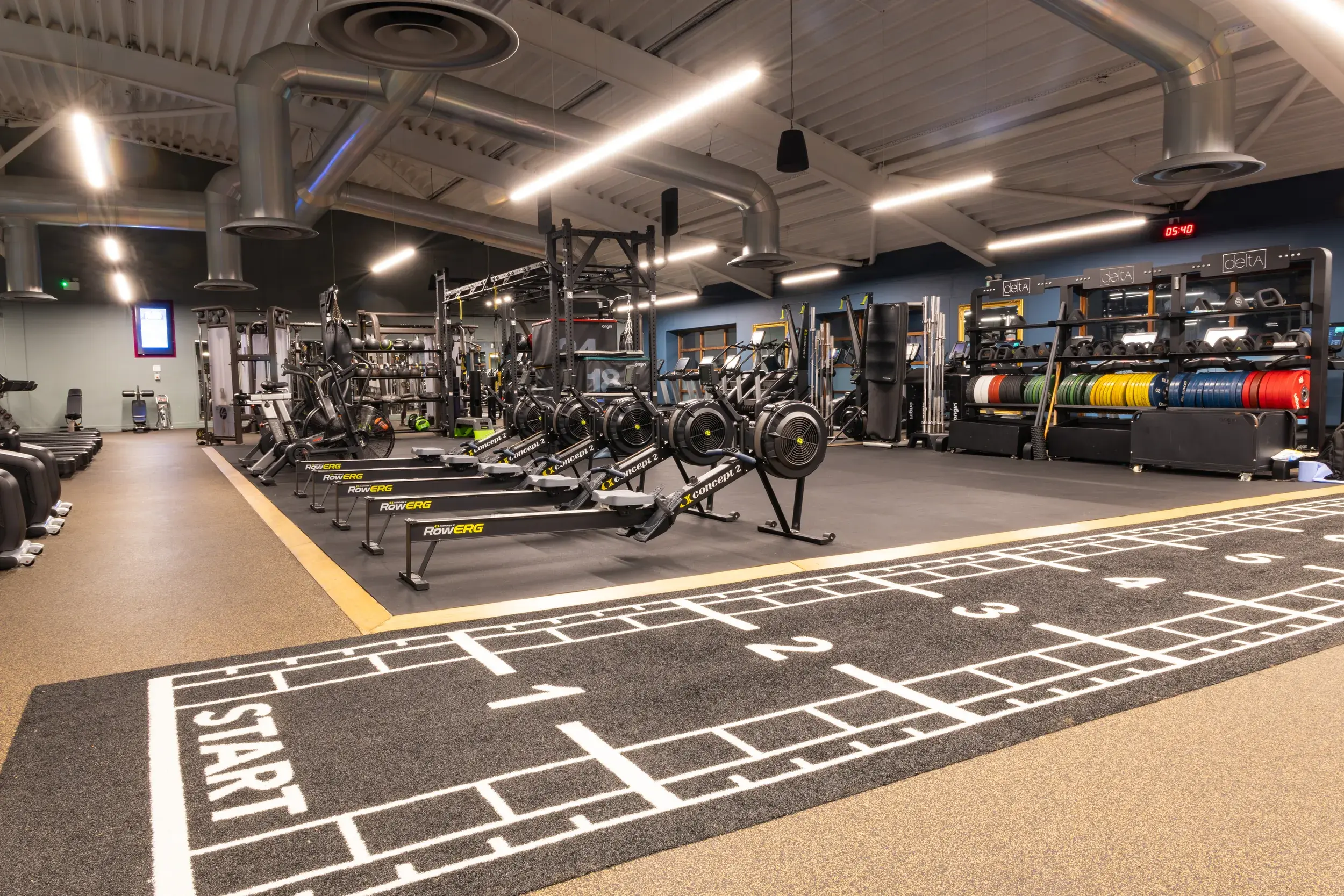 A sled track in the gym