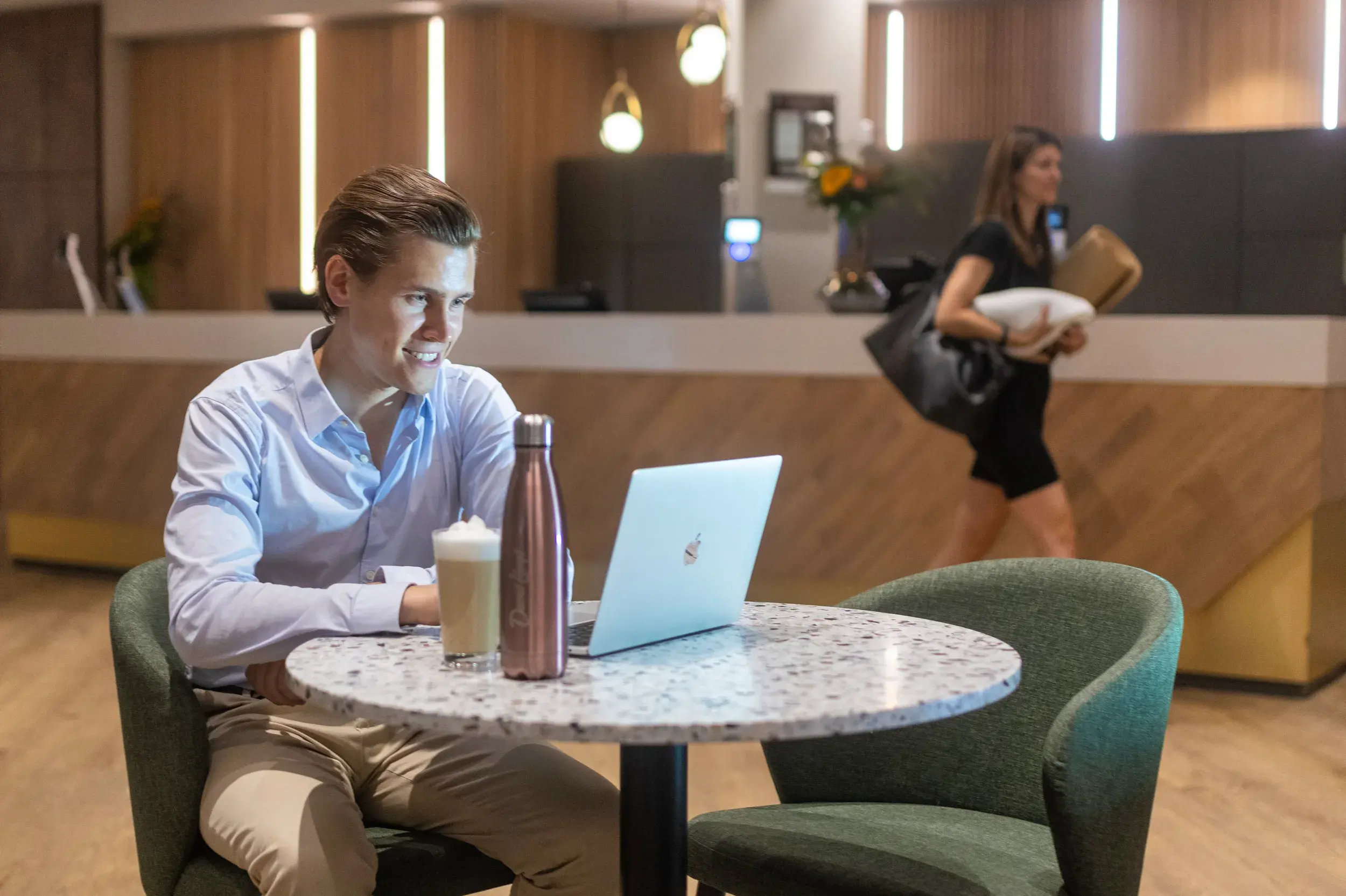 A man working from the Clubroom in Hampton