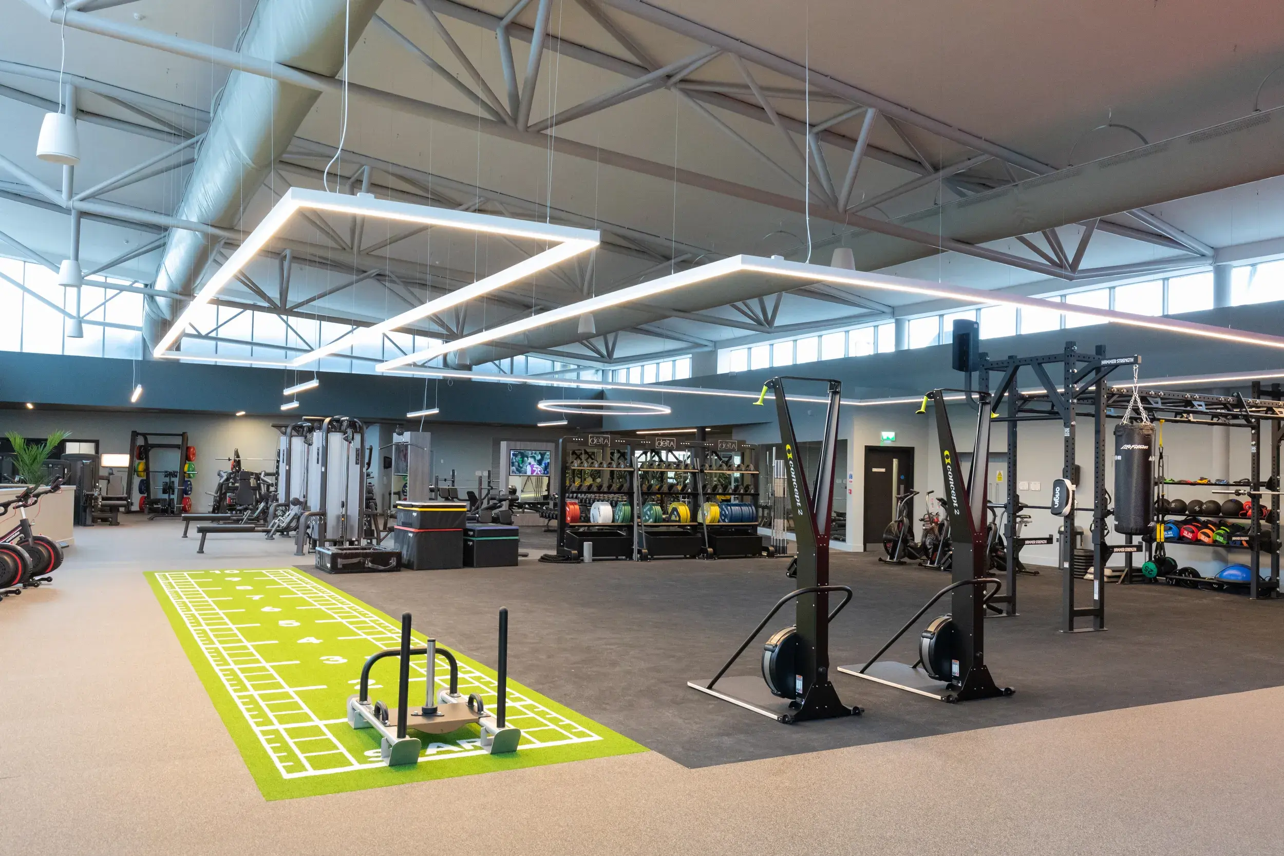 Exercise bikes and the gym floor at David Lloyd Cricklewood Lane