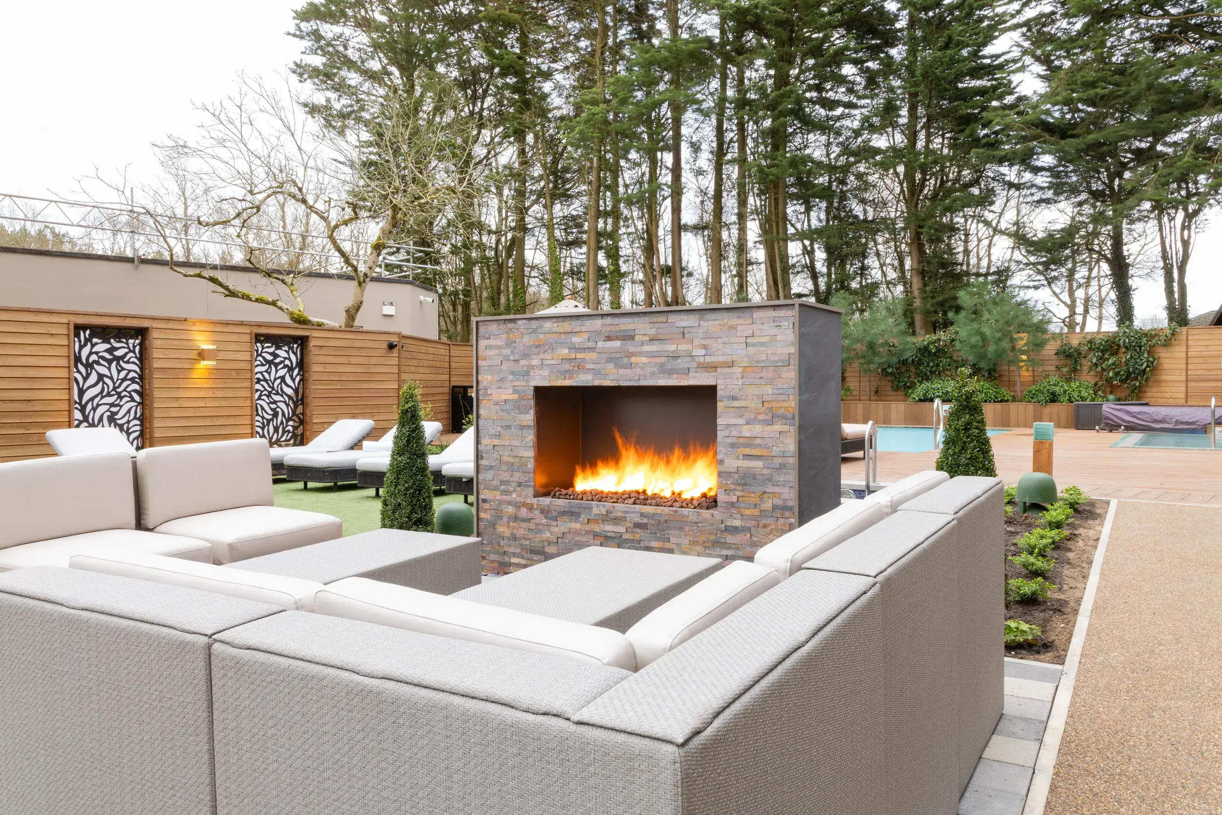 Outdoor spa garden seating area