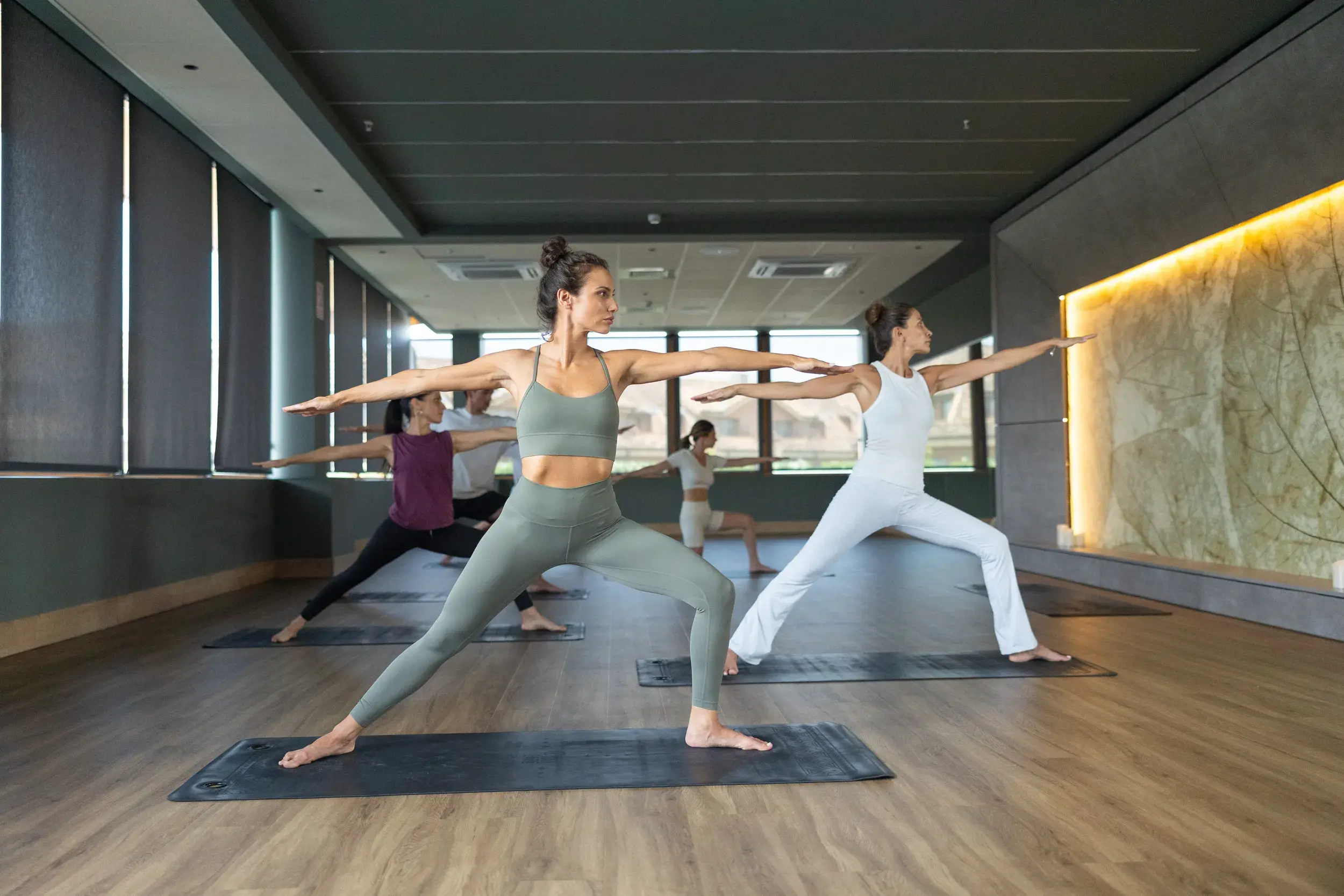 People in a yoga class