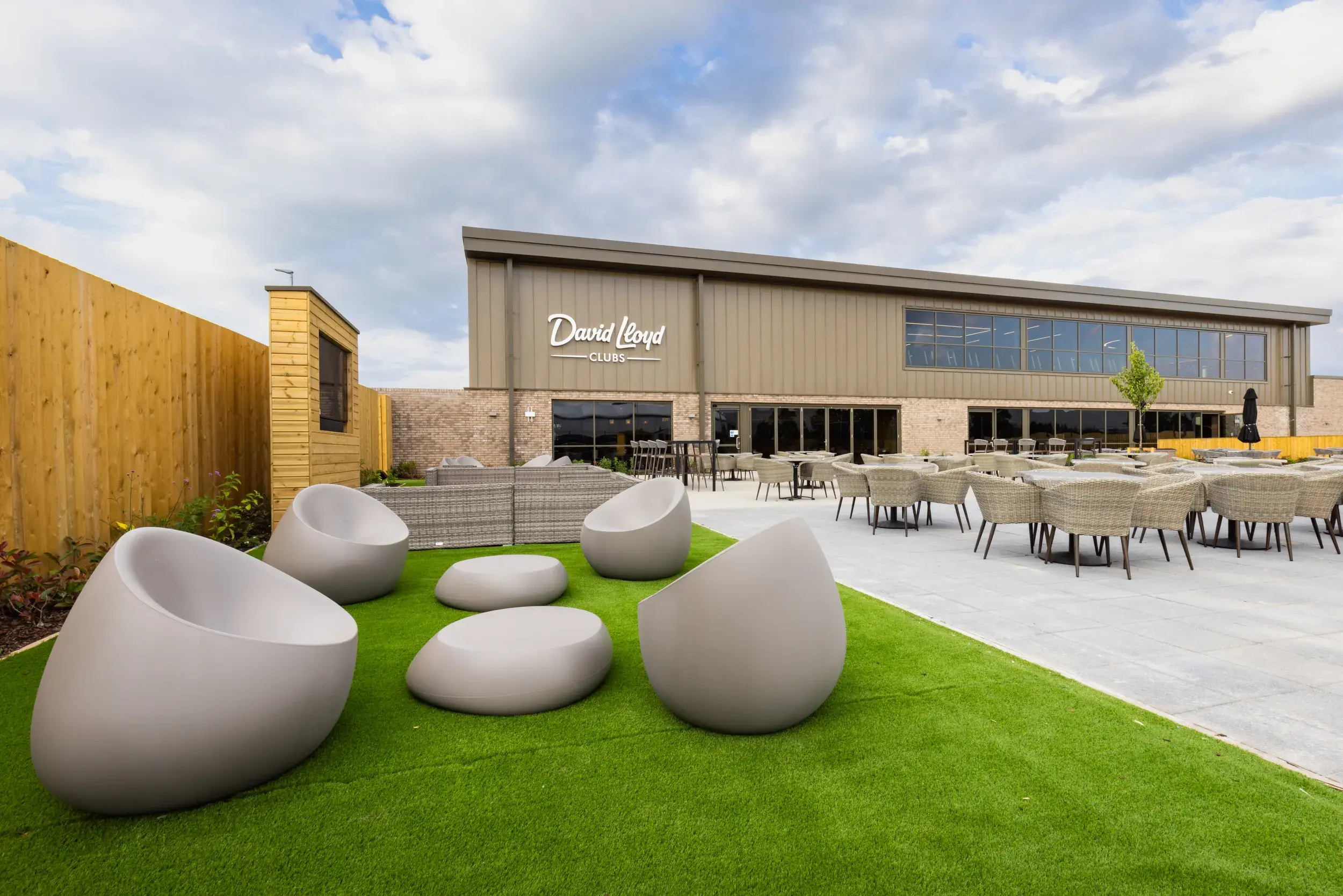 Outdoor terrace at David Lloyd Rugby