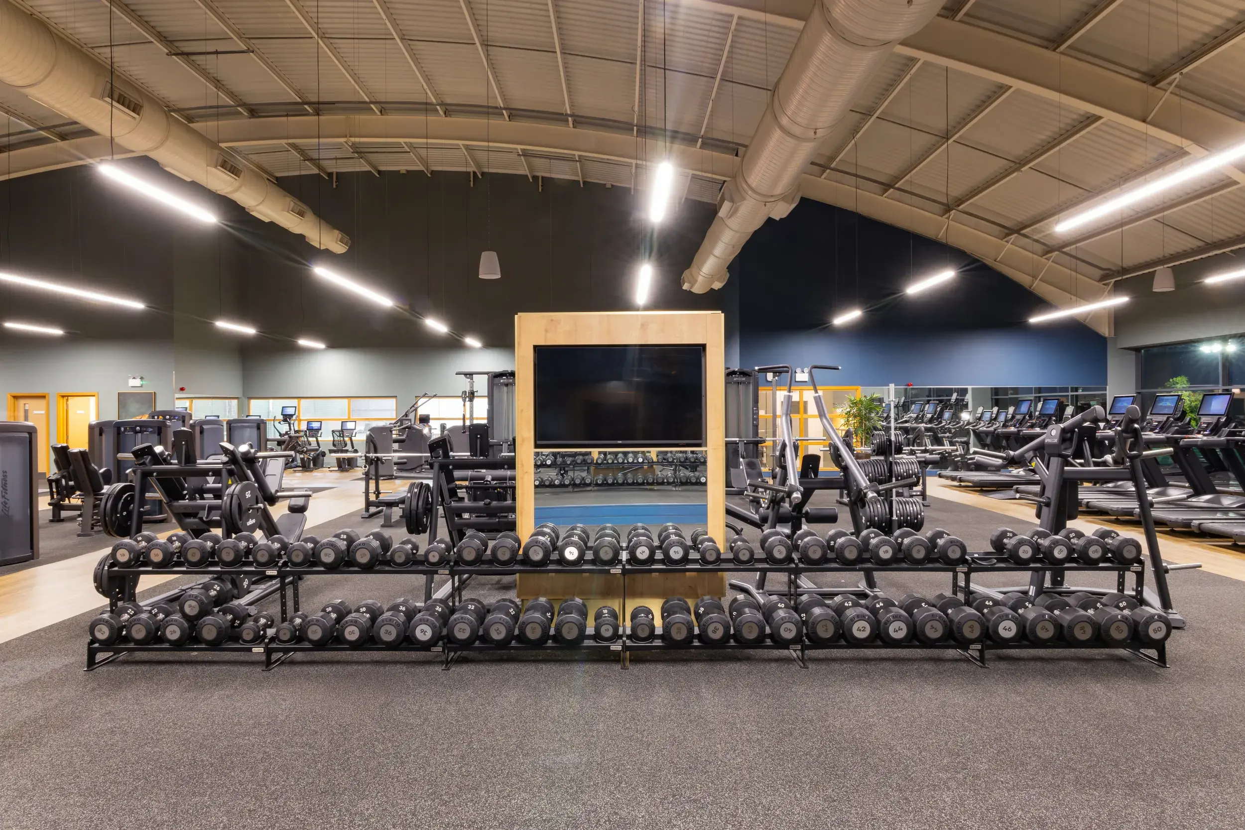 Weights area in the gym at David Lloyd Oxford