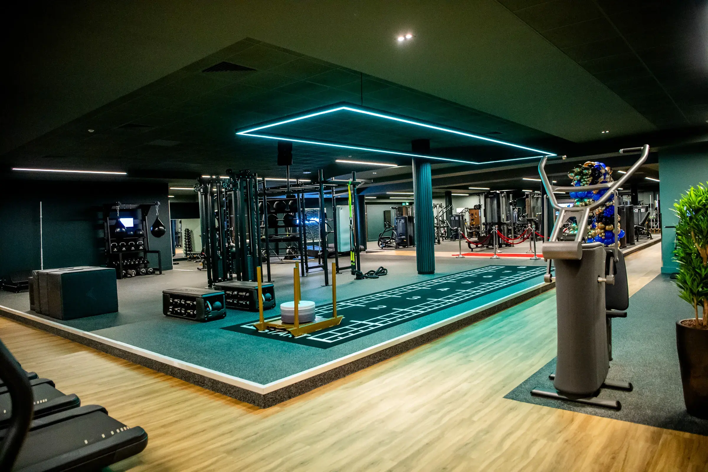 A sled track in the gym