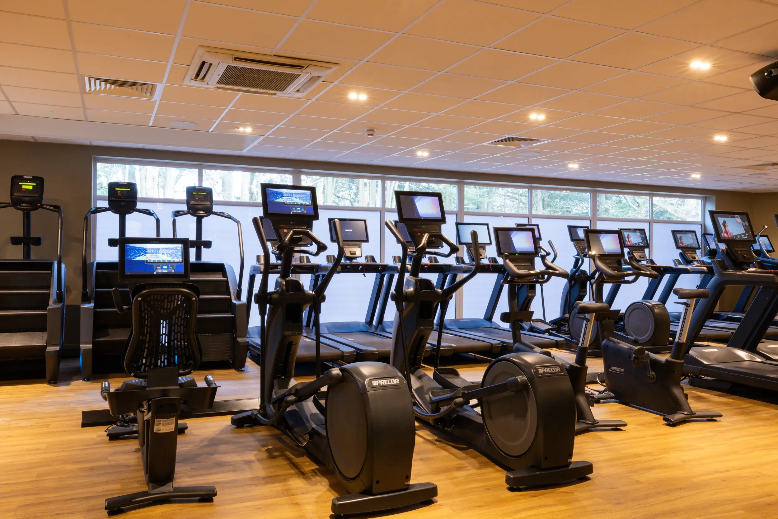 Exercise bikes and the gym floor at David Lloyd Wickwoods