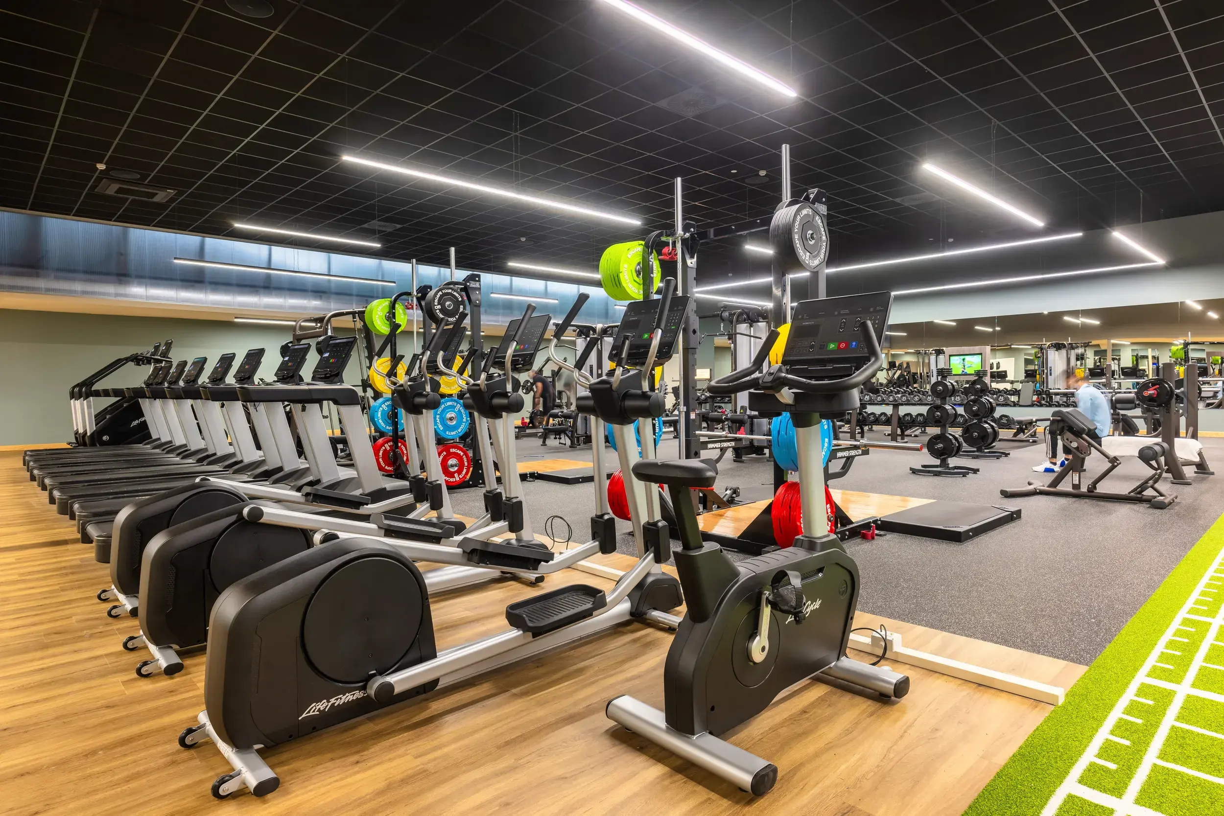 A sled track in the gym