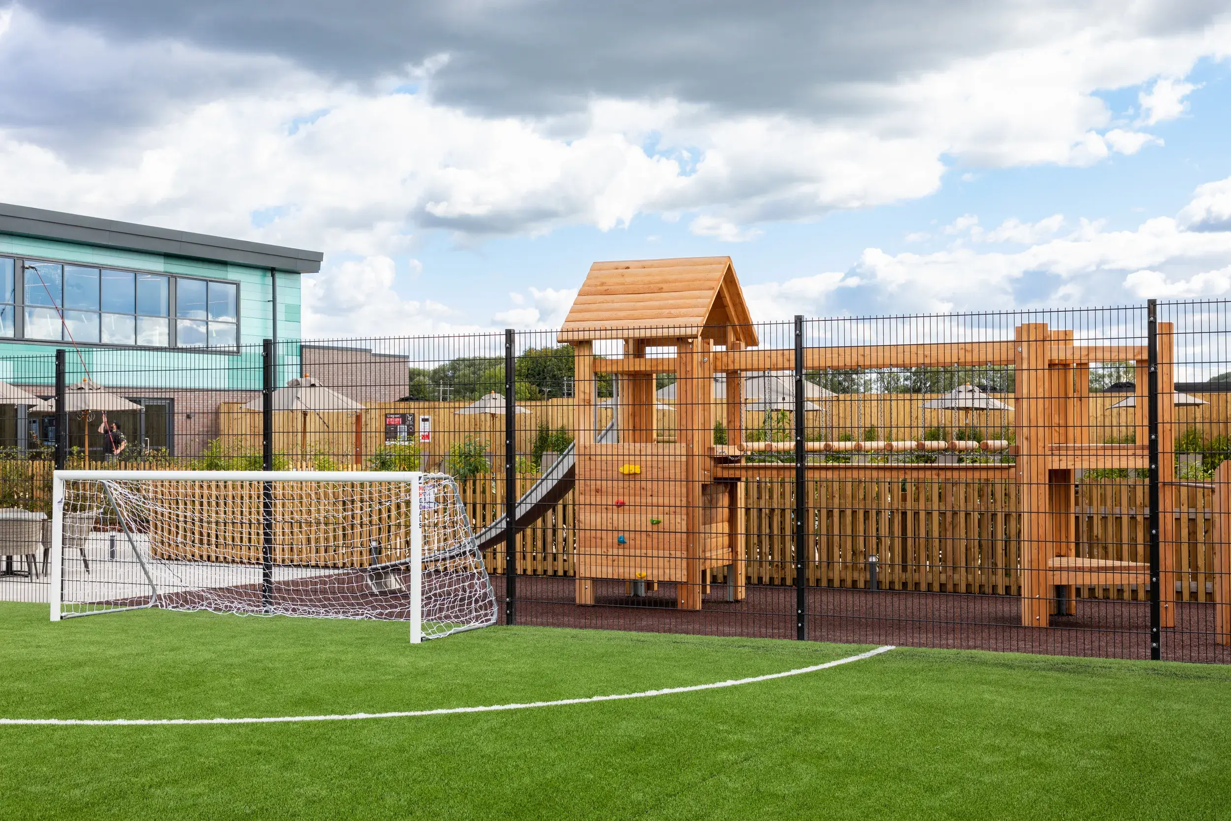 Football goal and climbing frame at David Lloyd Bicester