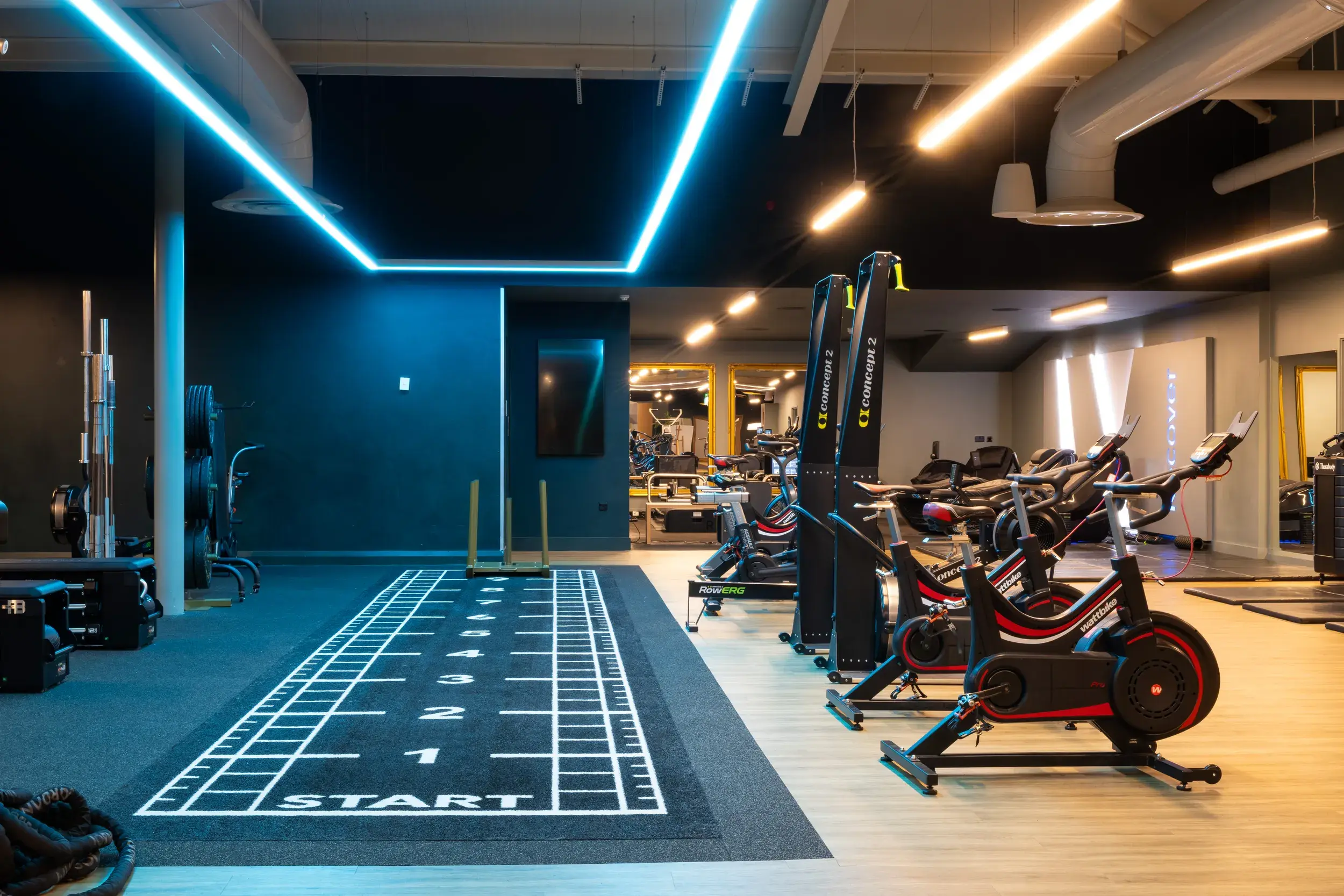 A sled track in the gym