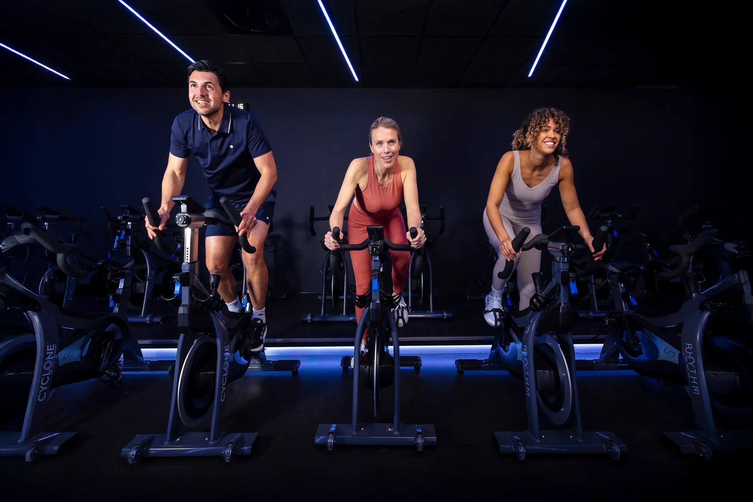 A group cycling class