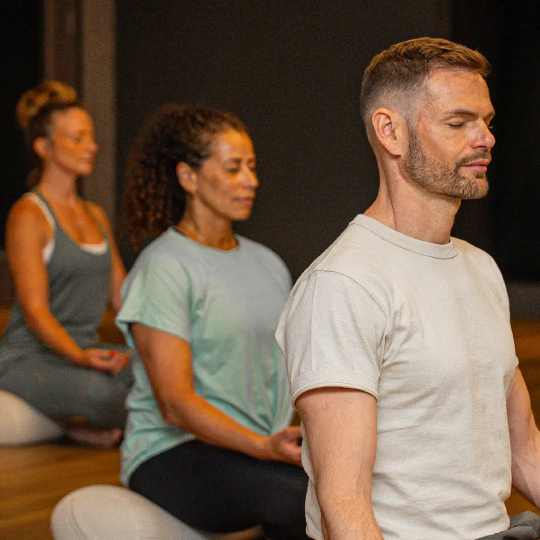 A group meditating