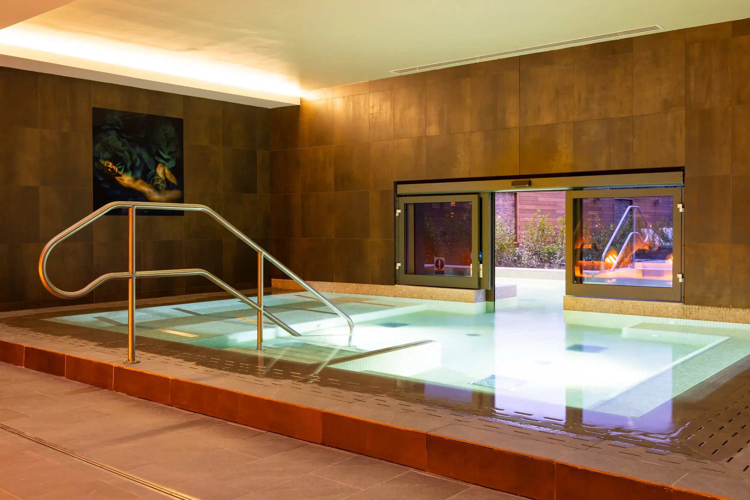 A woman relaxing in the hydro pool