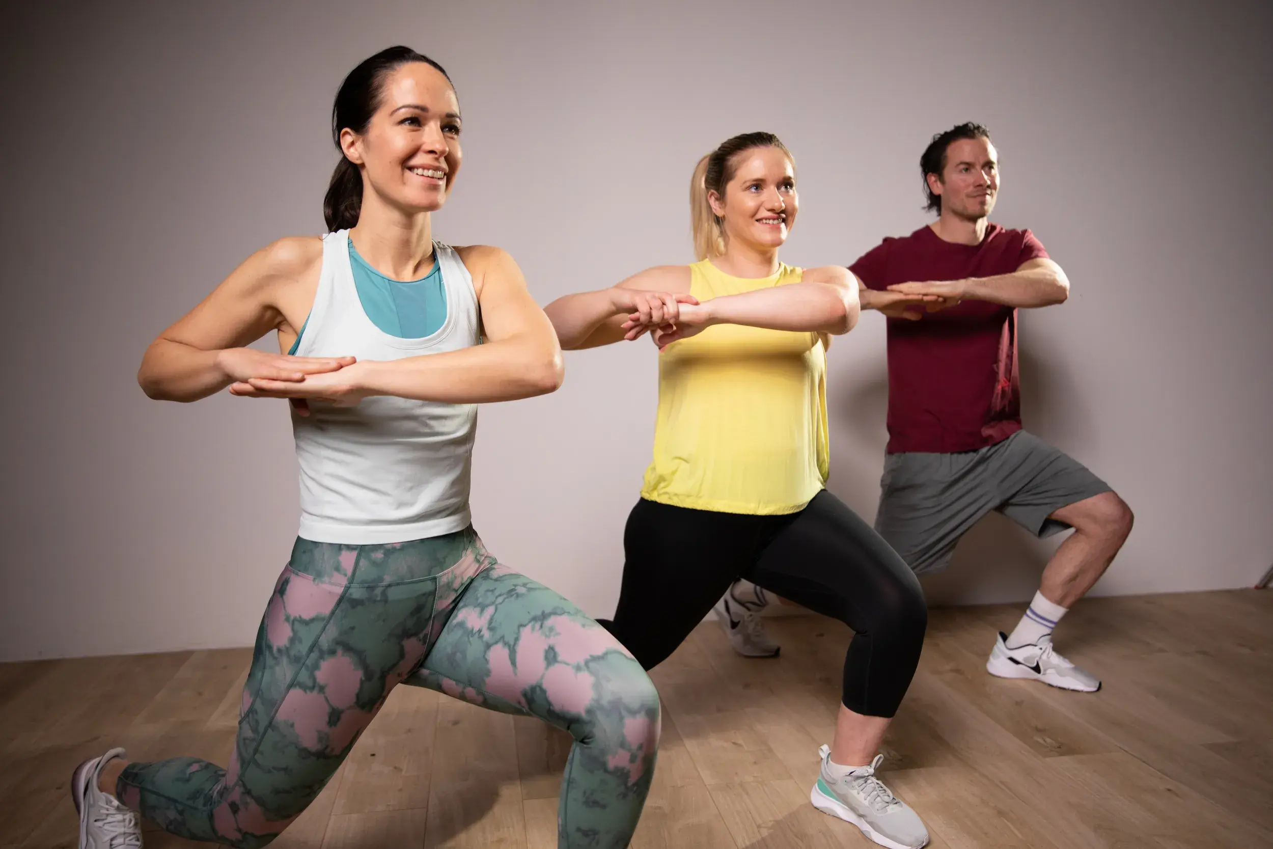 A group taking part in an exercise class