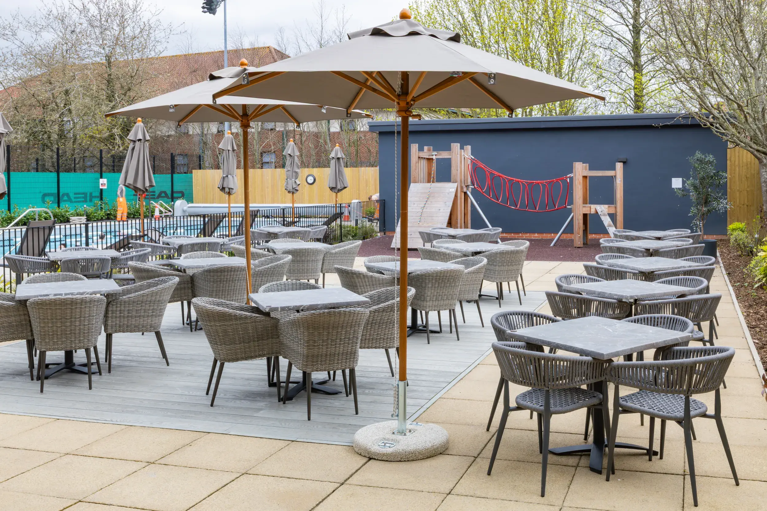 The outdoor terrace at David Lloyd Oxford 