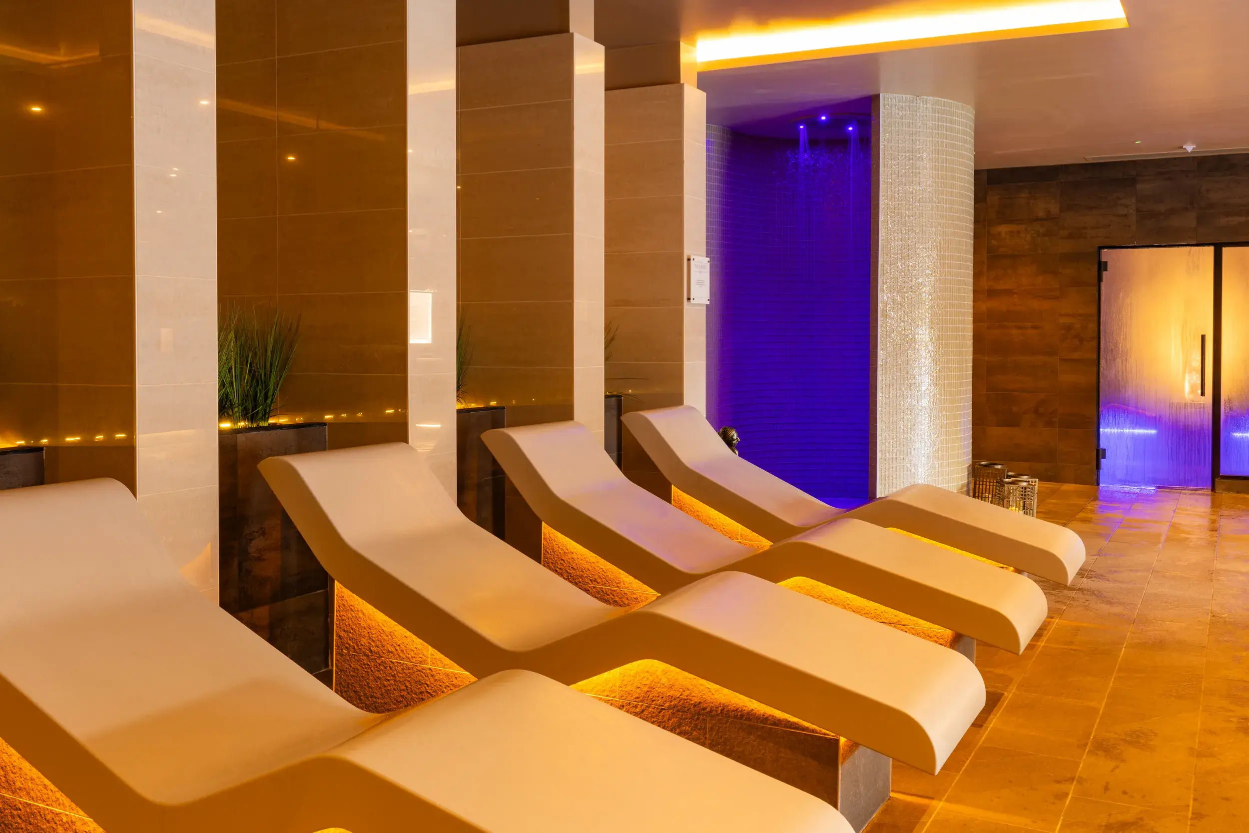 Two people enjoying the sauna