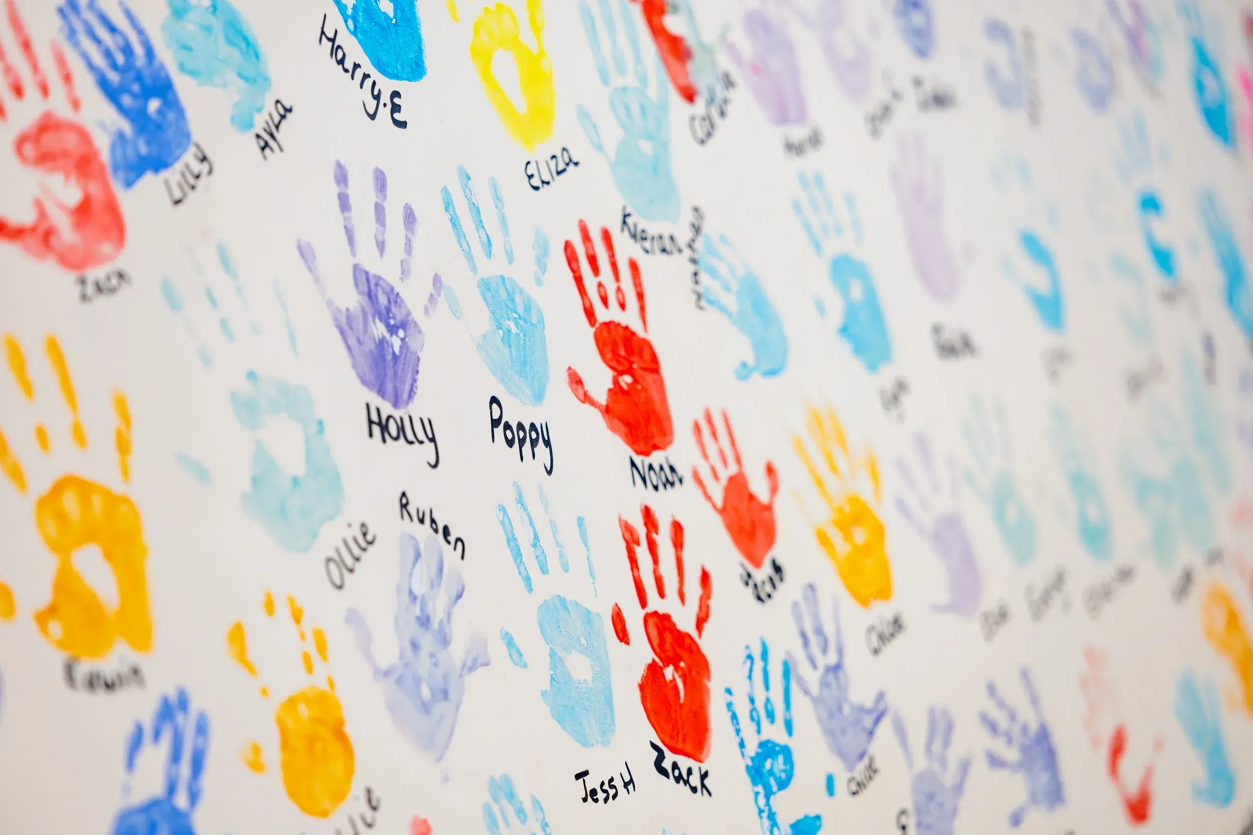 Hand prints wall design at David Lloyd Lichfield