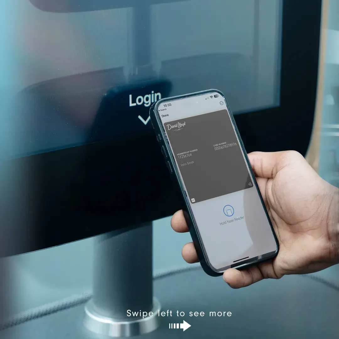 A member logging in to the bodyhub machine with the David Lloyd Clubs app