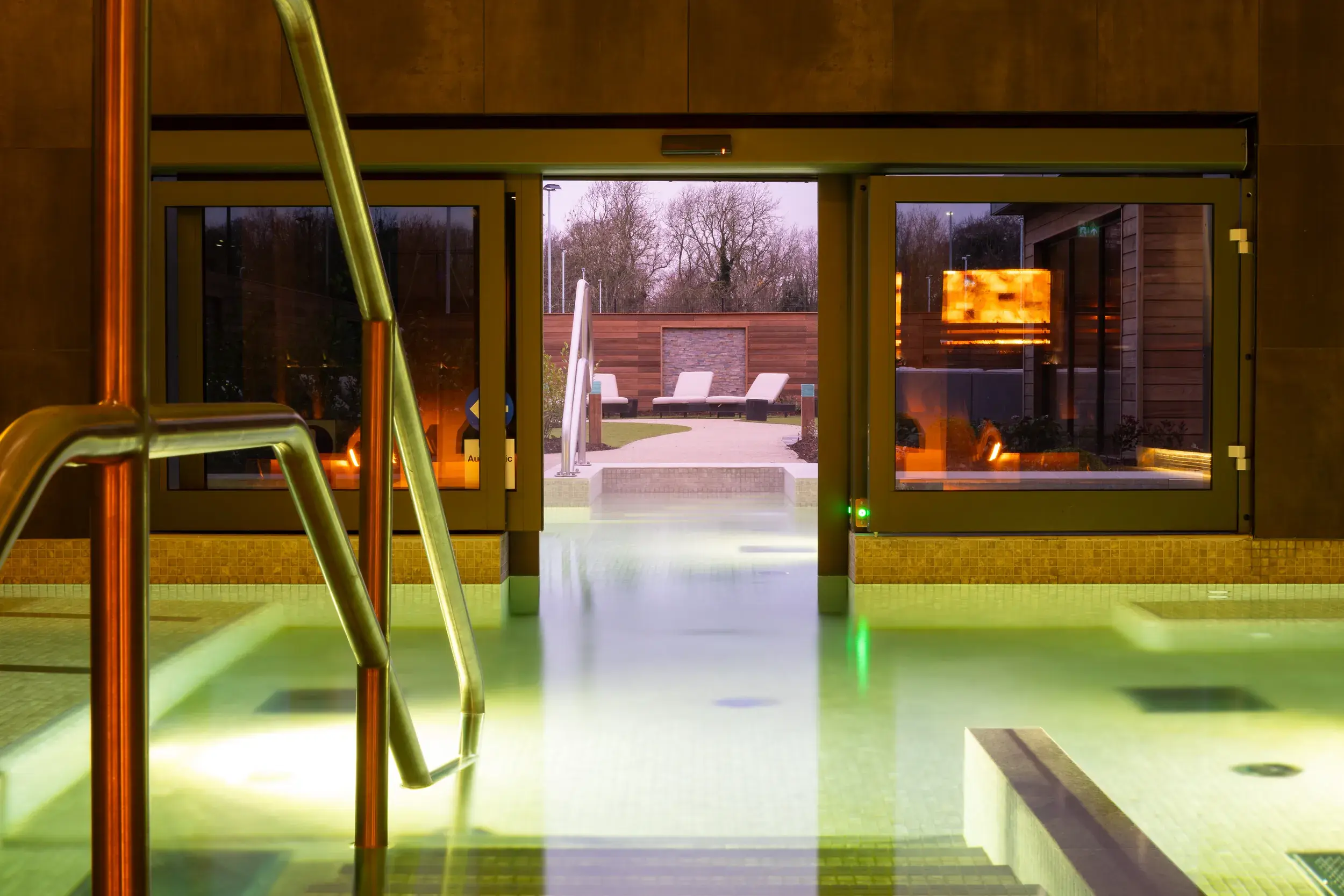 Indoor-outdoor spa pool