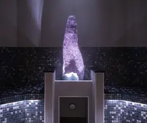 A large crystal in a steam room