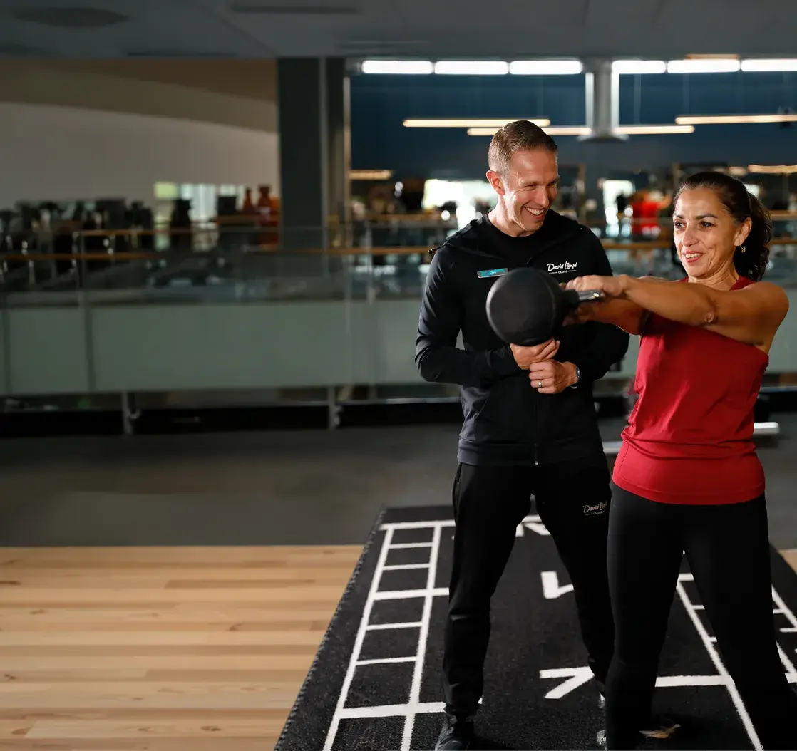 A woman and man doing a pt session
