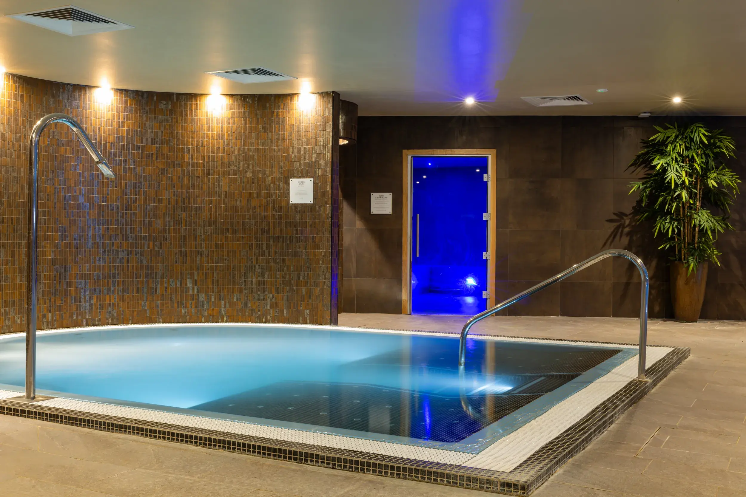 Steam rising from the inviting whirlpool