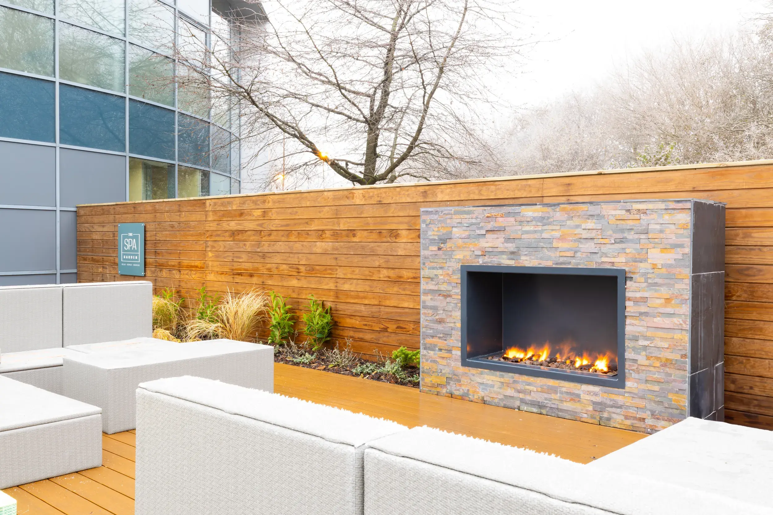 Outdoor spa garden seating area