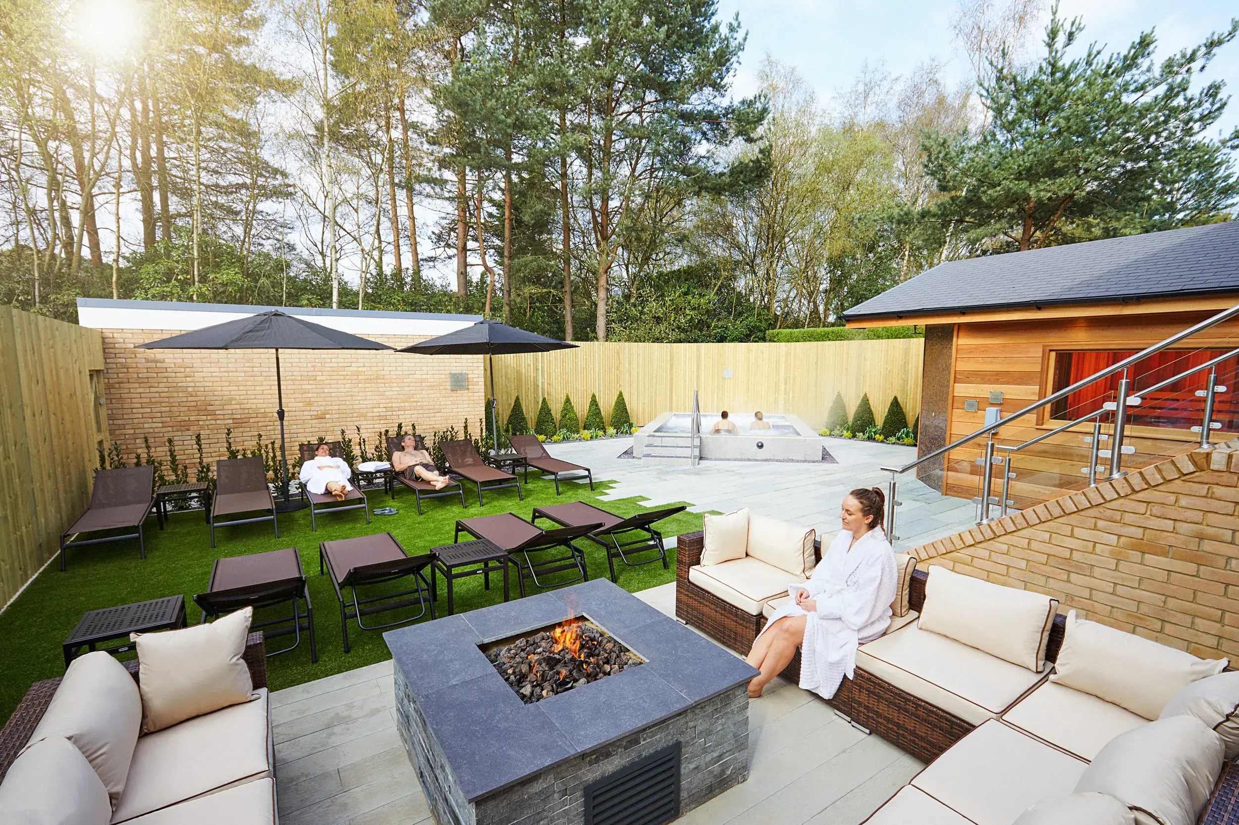 Comfy chairs and cocooning pods in our Spa Garden