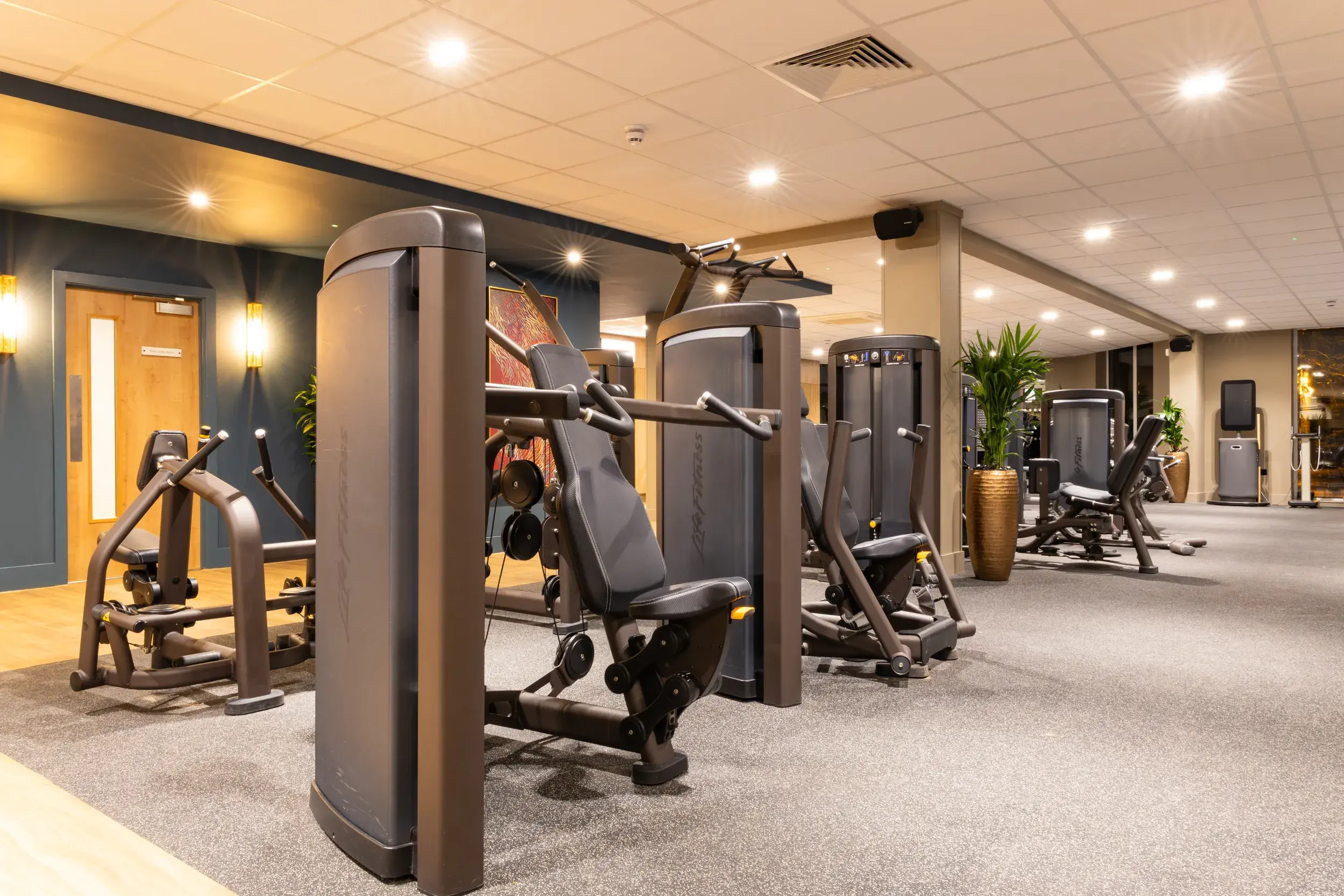 A selection of weight training equipment in the gym at Wickwoods
