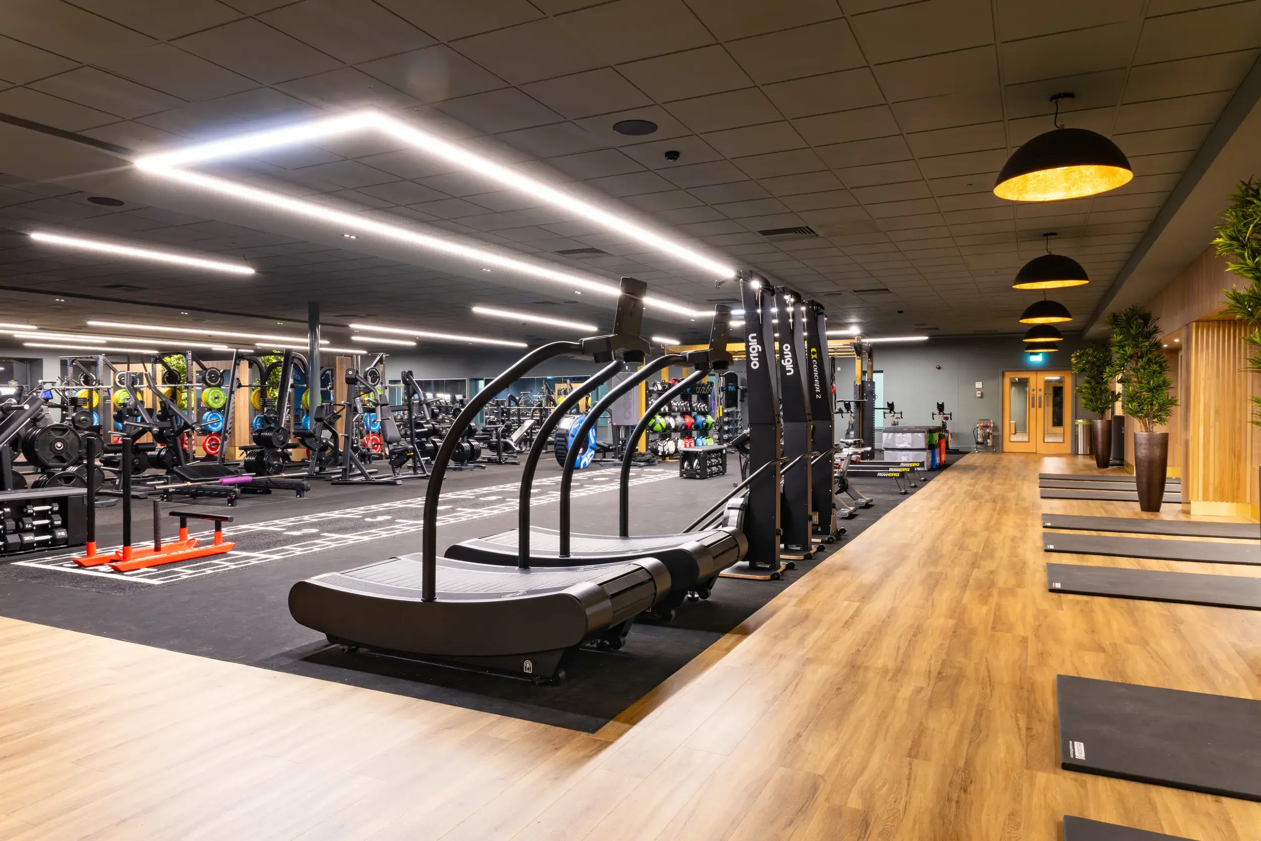 Exercise bikes and the gym floor at David Lloyd Glasgow West End