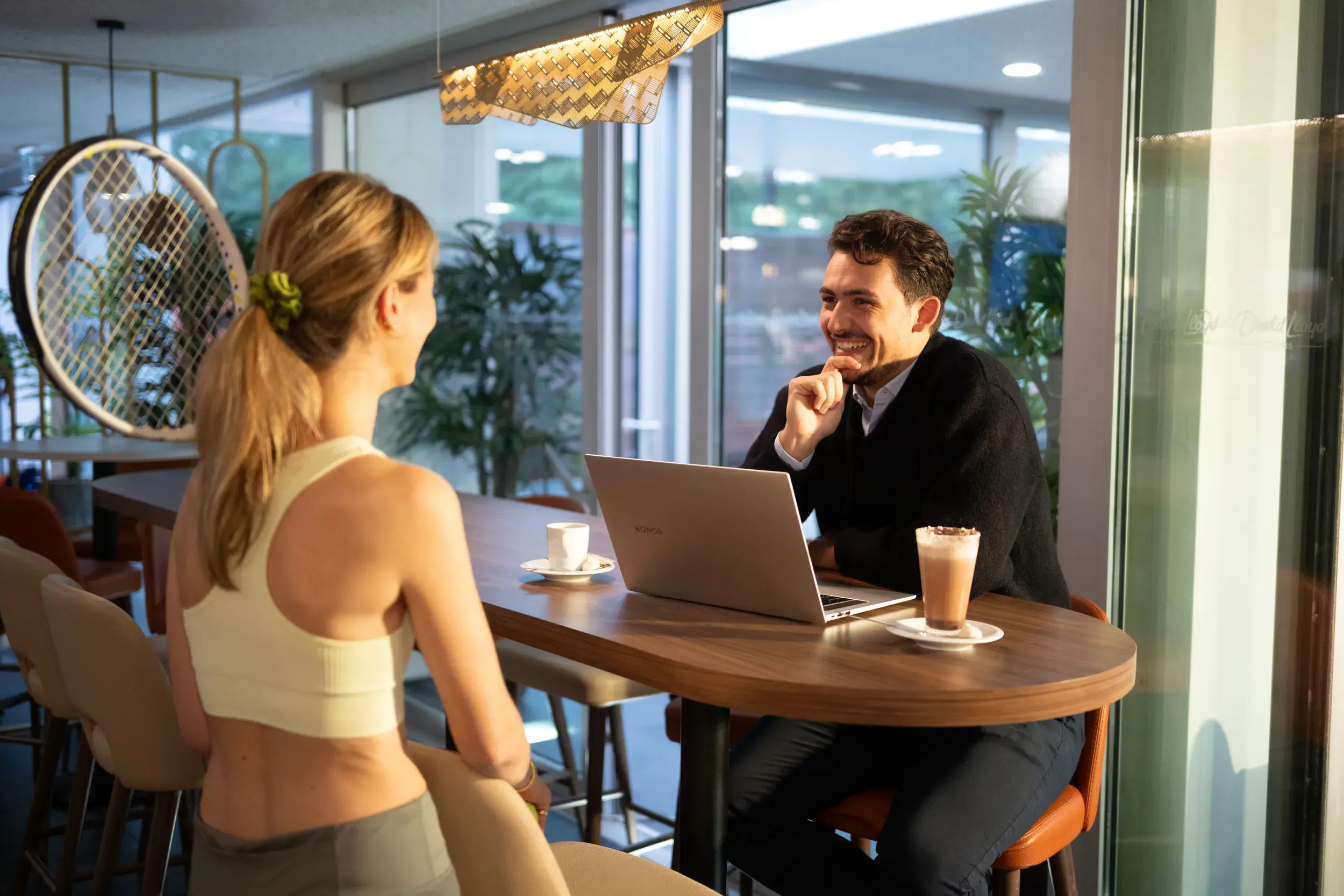 Two people chatting