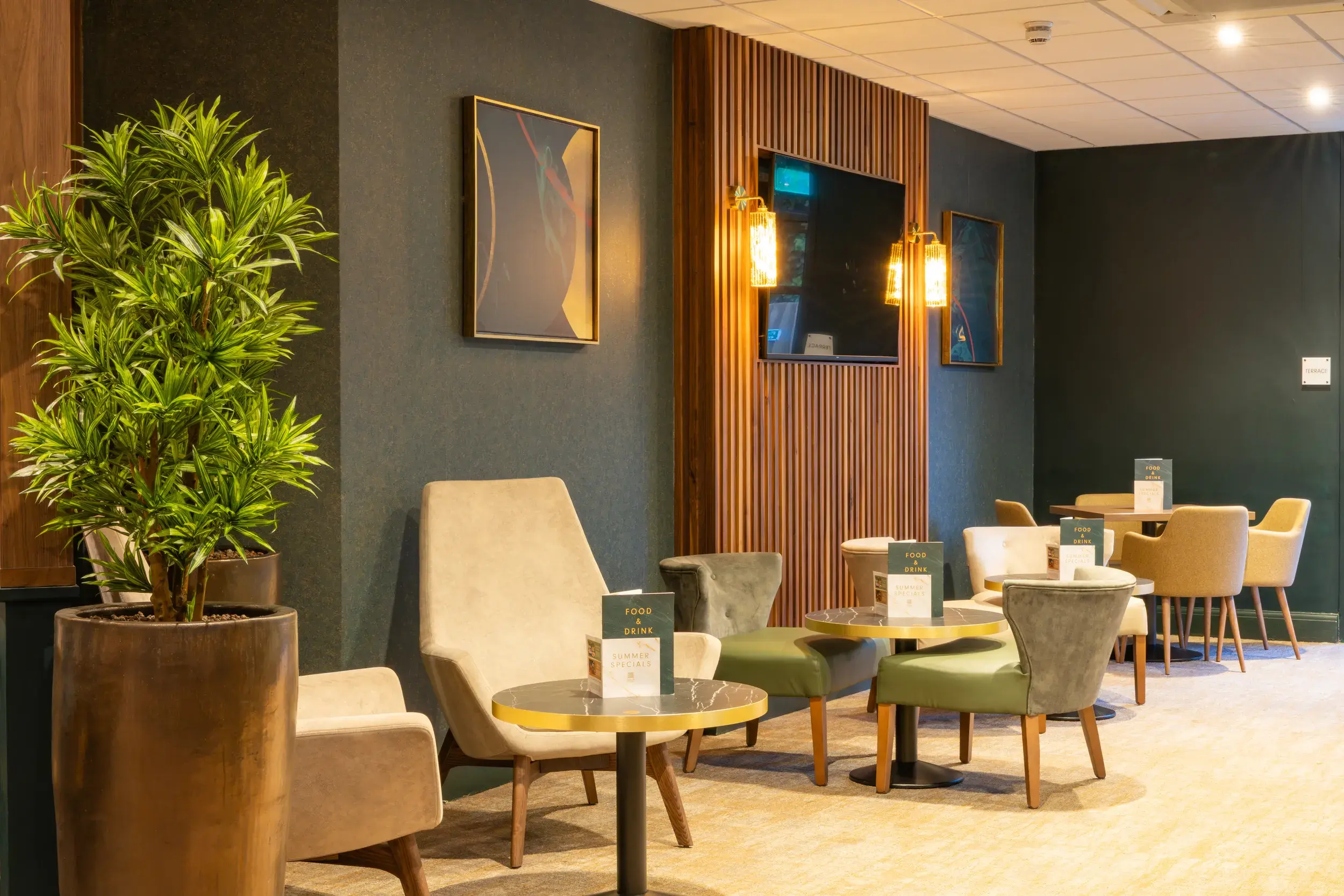 A comfortable seating area in the the Clubroom