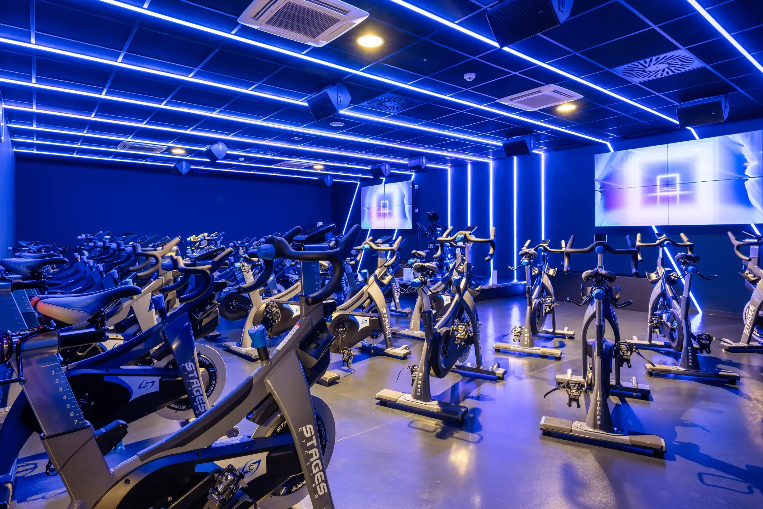 A group cycling studio.