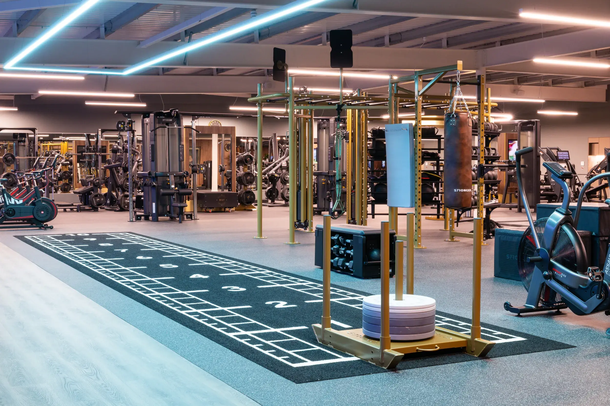 A sled track in the gym