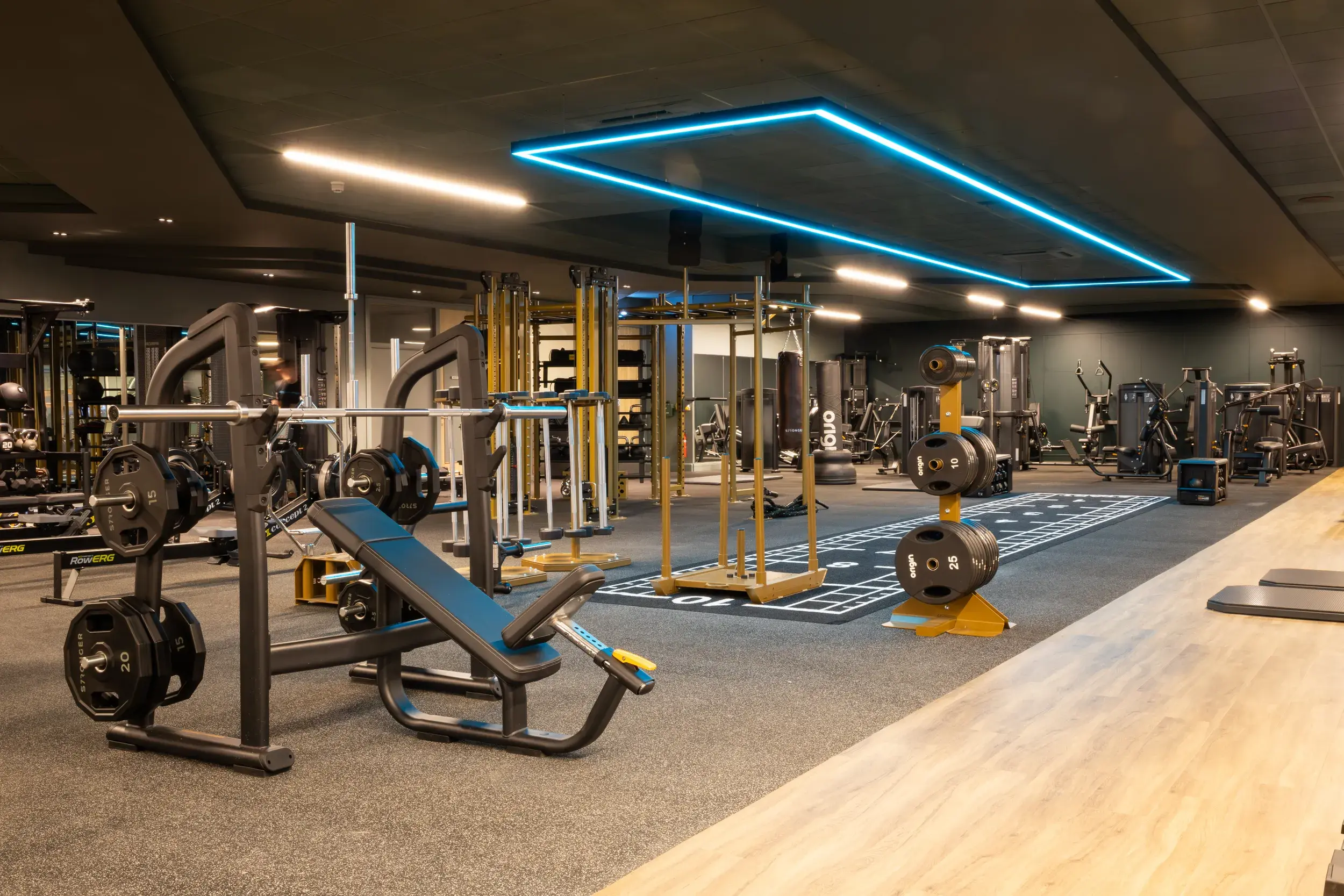 A spread of the state of the art gym equipment available at the gym