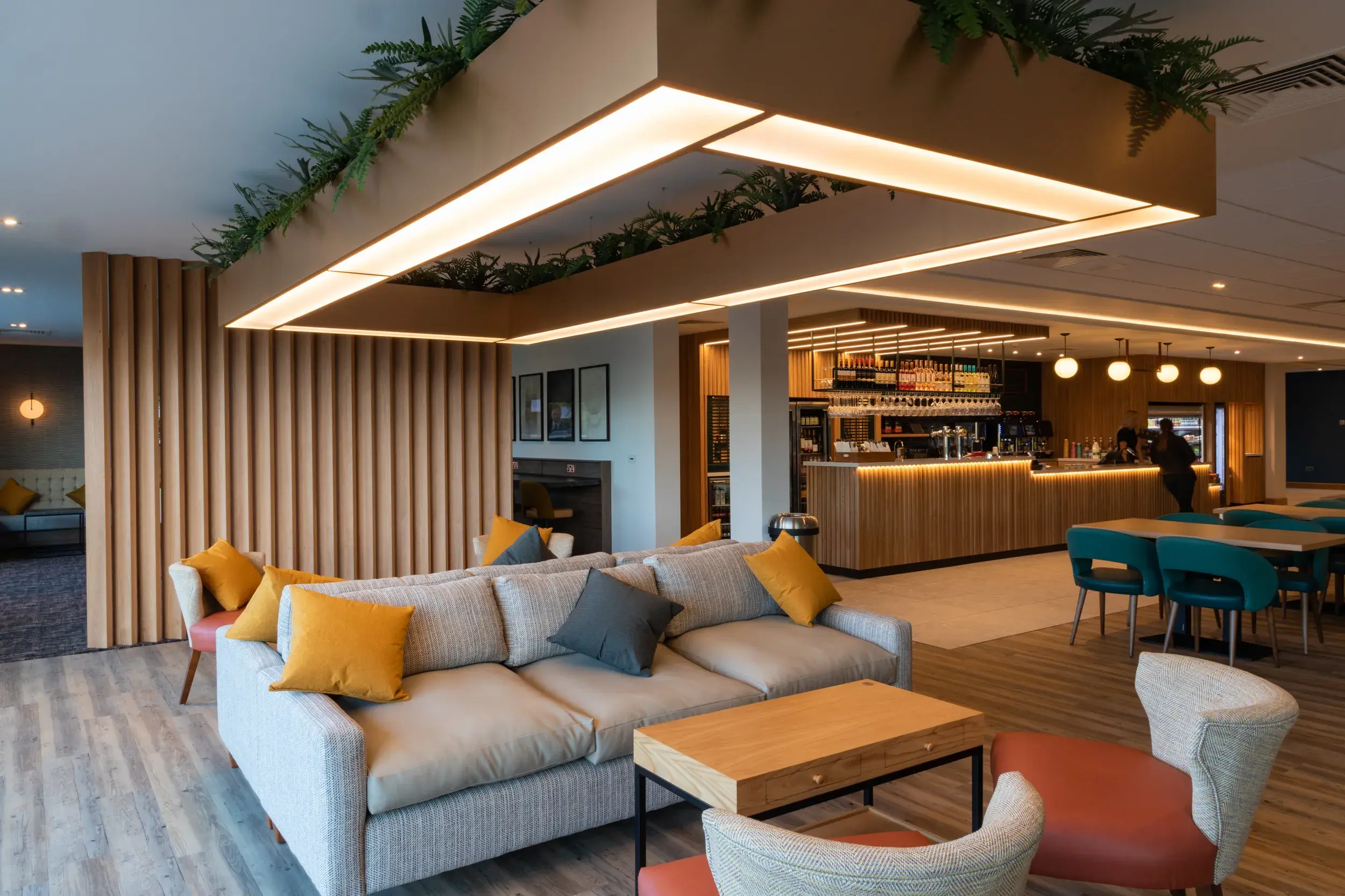 A comfortable seating area in the the Clubroom